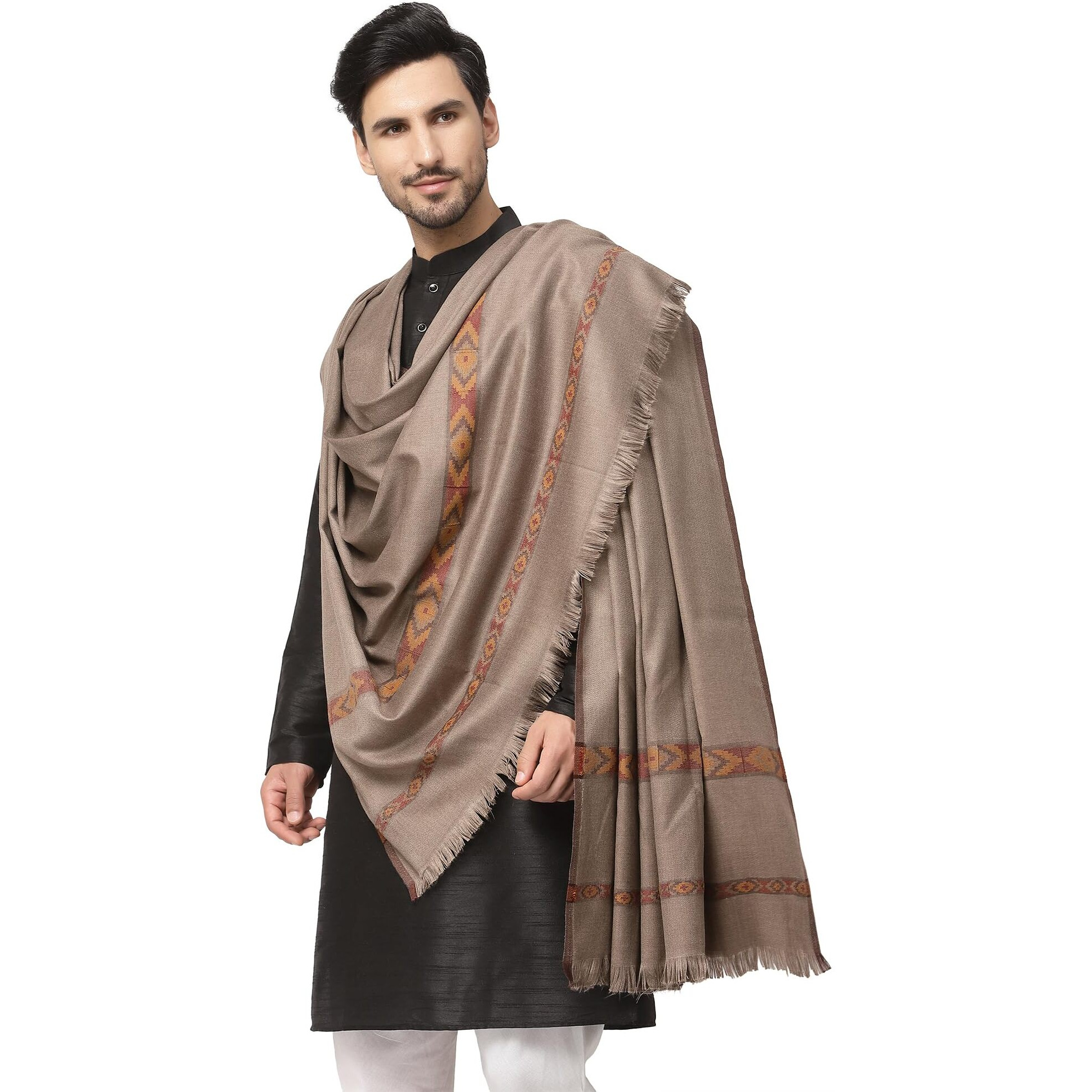 Weavers Villa Men's Woolen Lohi/Shawl (Ms-Kinnauri, Darkgrey), 112Cm X 225Cm