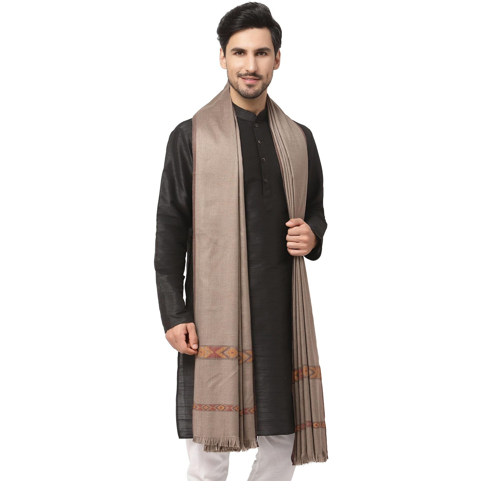 Weavers Villa Men's Woolen Lohi/Shawl (Ms-Kinnauri, Darkgrey), 112Cm X 225Cm