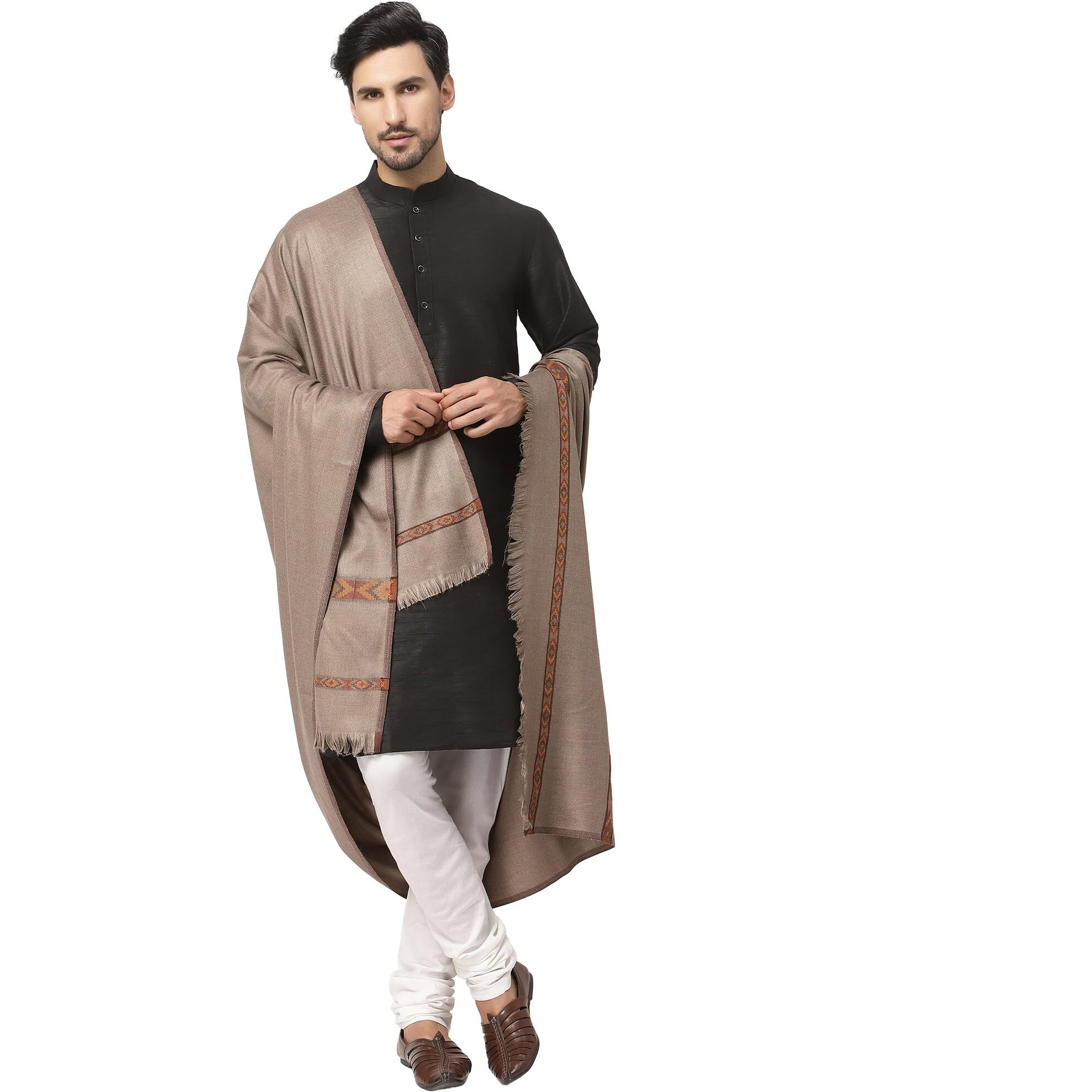 Weavers Villa Men's Woolen Lohi/Shawl (Ms-Kinnauri, Darkgrey), 112Cm X 225Cm