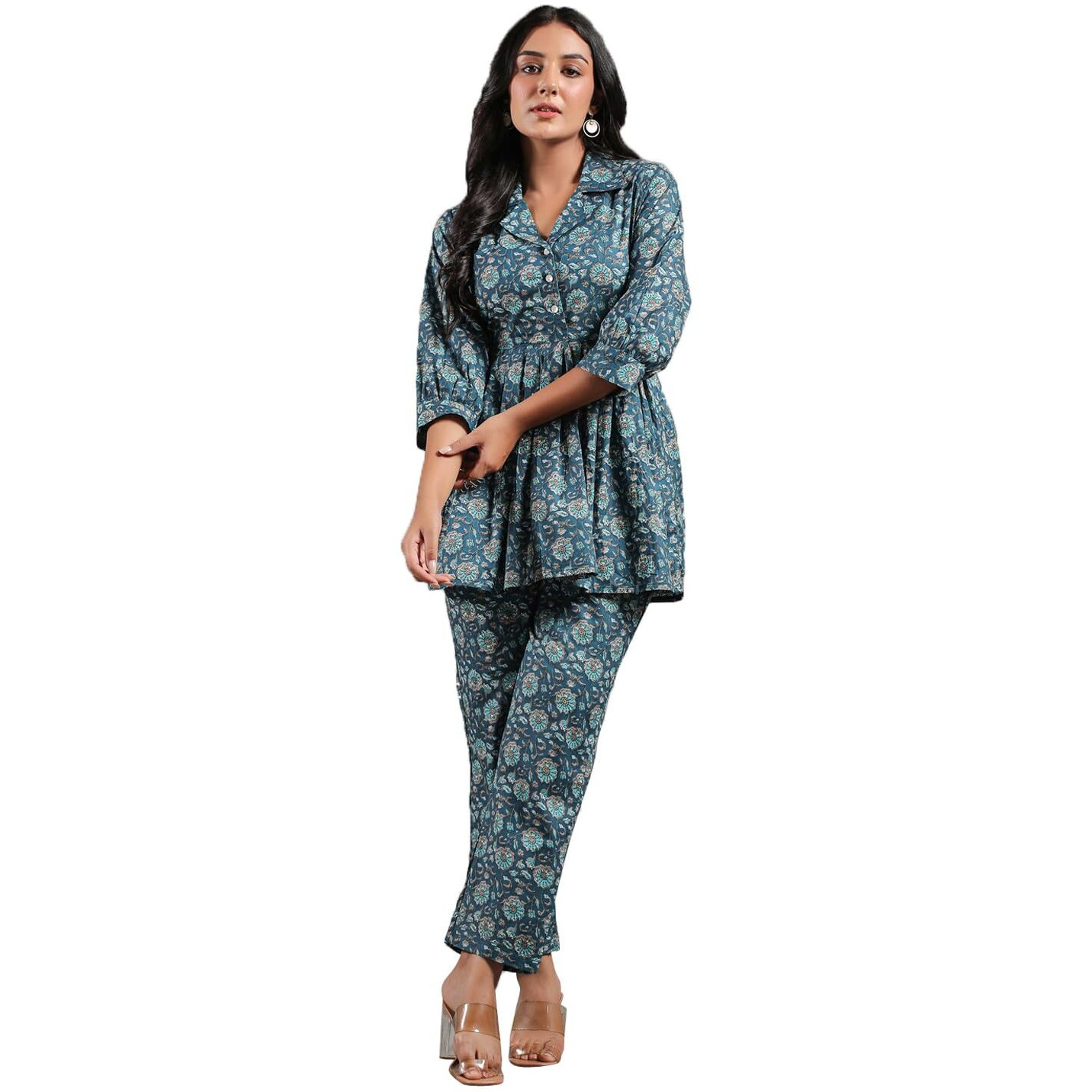 Anubhutee Ethnic Motif Printed Peplum Top With Trouser Pant Set