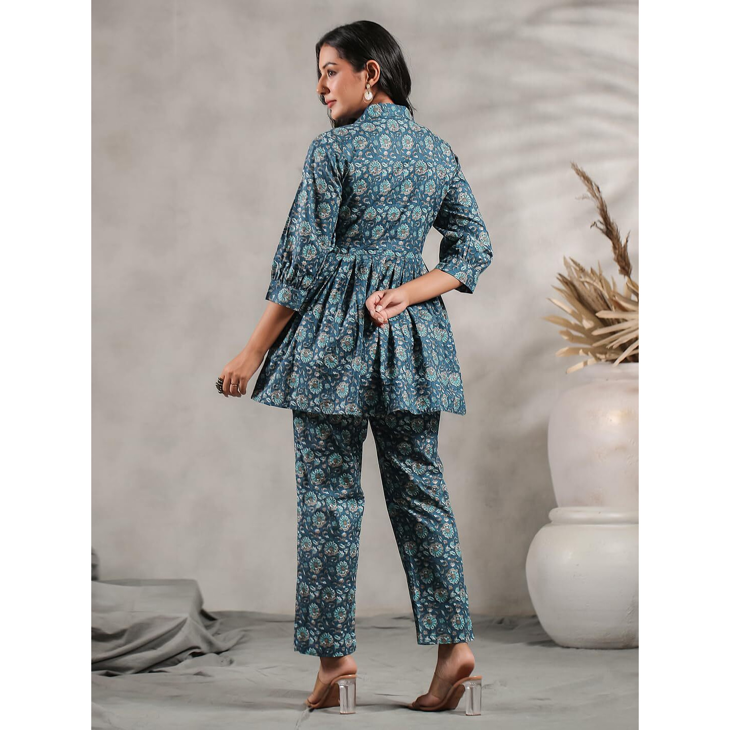 Anubhutee Ethnic Motif Printed Peplum Top With Trouser Pant Set