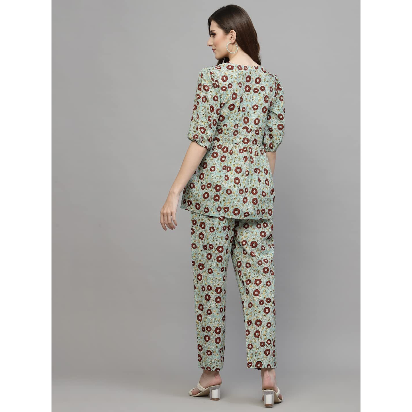 Stylum Women's Floral Printed Cotton Co-Ords Set (Belacord38_Blue, M)