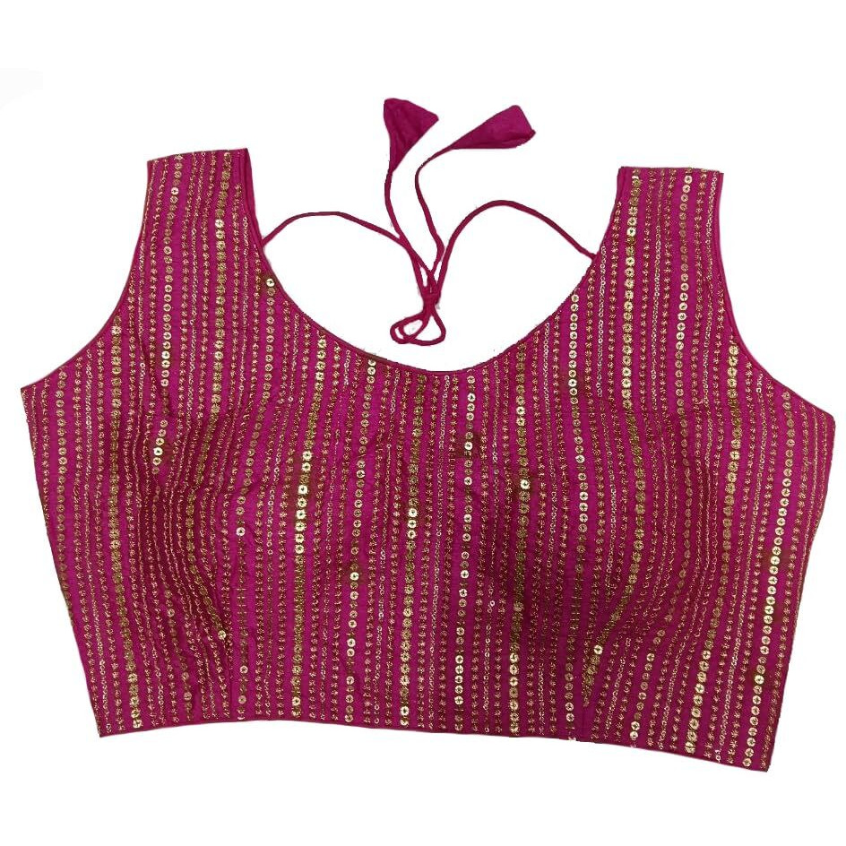 Vihu Fashion Women's Heavy Mono Banglory Sleeveless Regular Blouse (Vf B103 Pink 38
