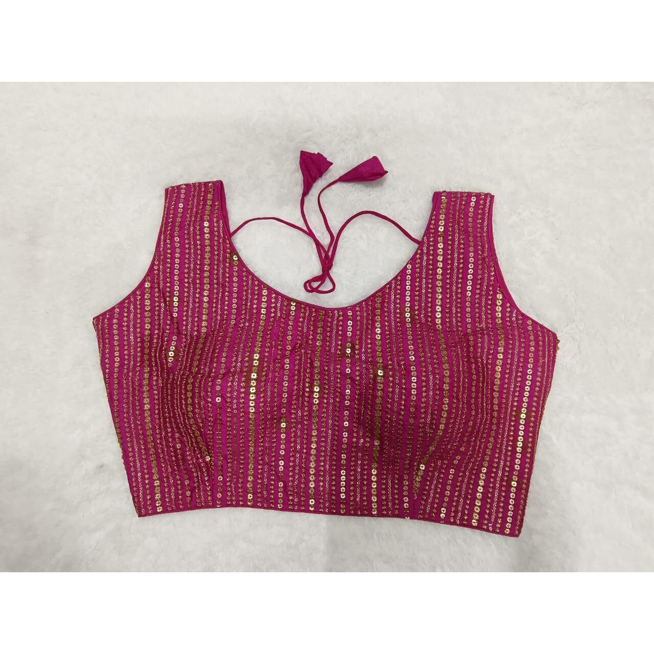 Vihu Fashion Women's Heavy Mono Banglory Sleeveless Regular Blouse (Vf B103 Pink 38