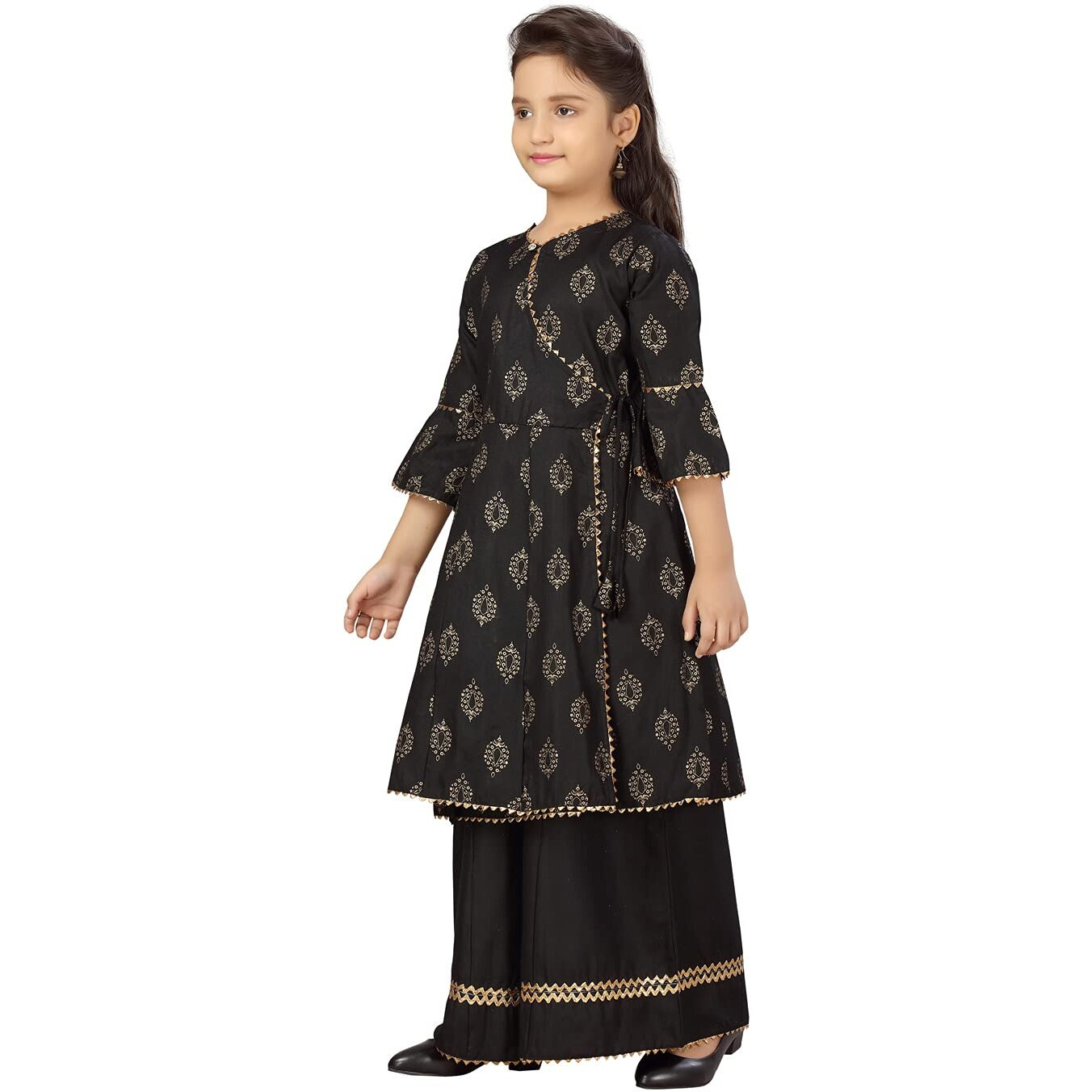 Aarika Girl's Cotton Kurti Palazzo Set (Jn_Pl-001_Black