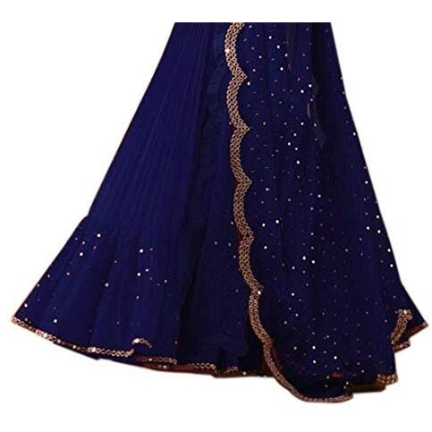 Fashion Basket Women's Georgette Anarkali Semi Stitched Blue Salwar Suit (F1342_Blue_Free Size)