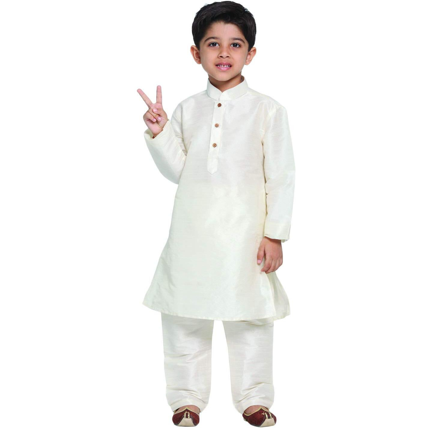 Jbn Creation Boys' Cream Silk Blend Kurta And Pyjama Set_Vasbkcr001Npcr_34