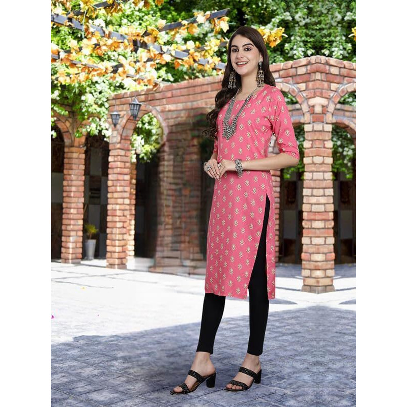Pinkmint Crepe Printed Kurti For Womens College Wear Kurti Festival Wear Kurti For Women (Pack Of 5)