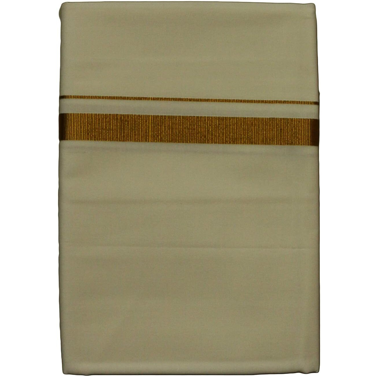 Prakasam Cotton Mens Cream Jari Cotton Dhoti And Angavastram Set (1.30X2.00 Meter Dhoti, 36X1.80 Towel)-(Sandal-001)