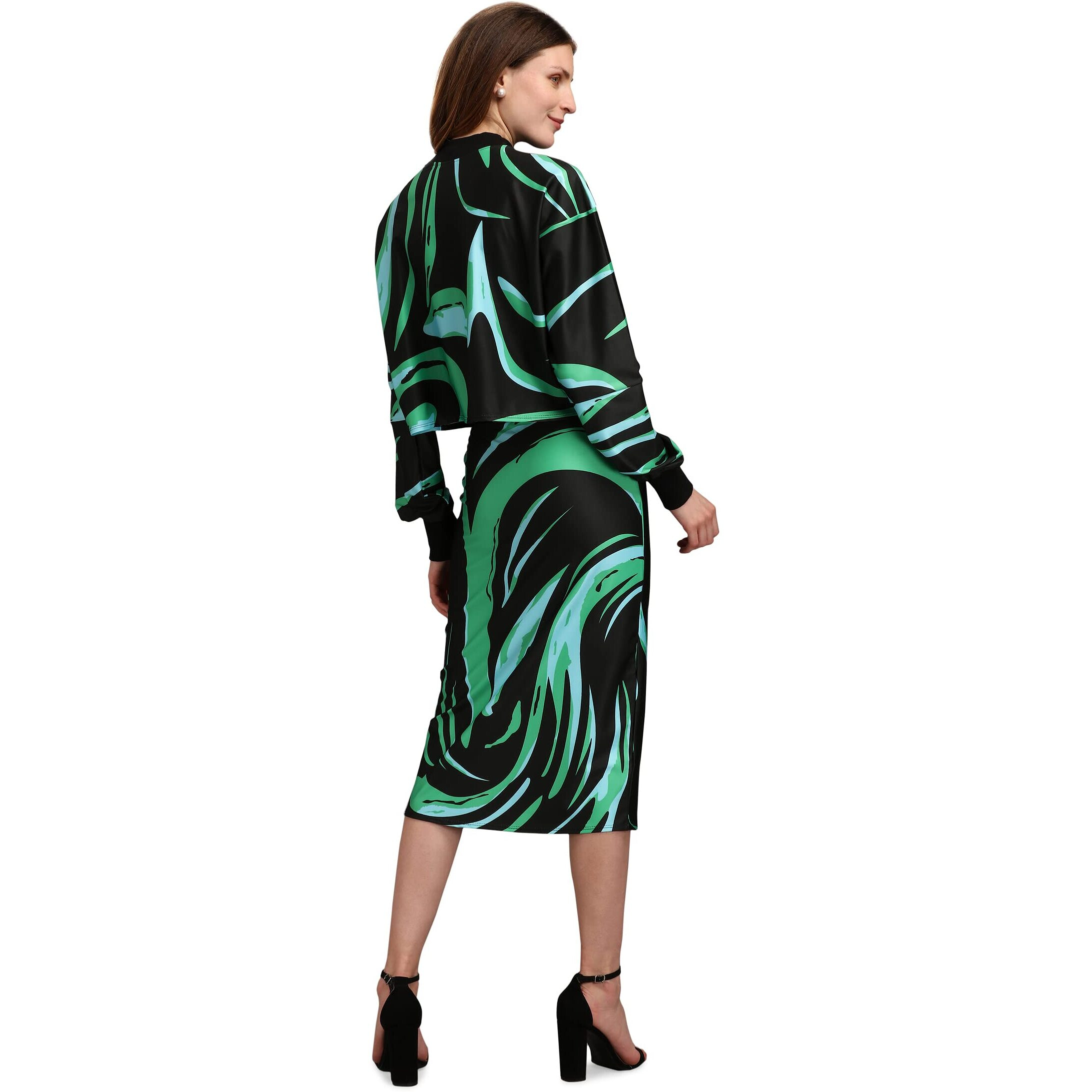Purvaja Women's Polyester Blend Cocktail Midi Dress (Maxi-033-Sea Plant-Xl_Rama