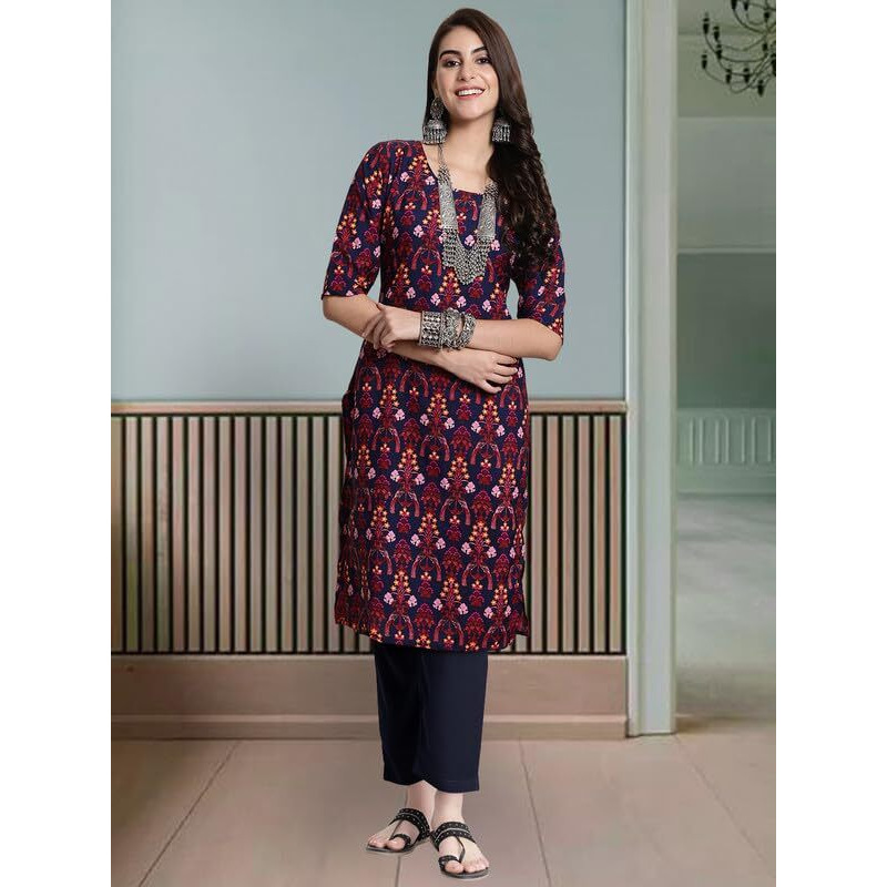 Pinkmint Women's Crepe Printed Kurta And Pant Set (Pack Of 3)