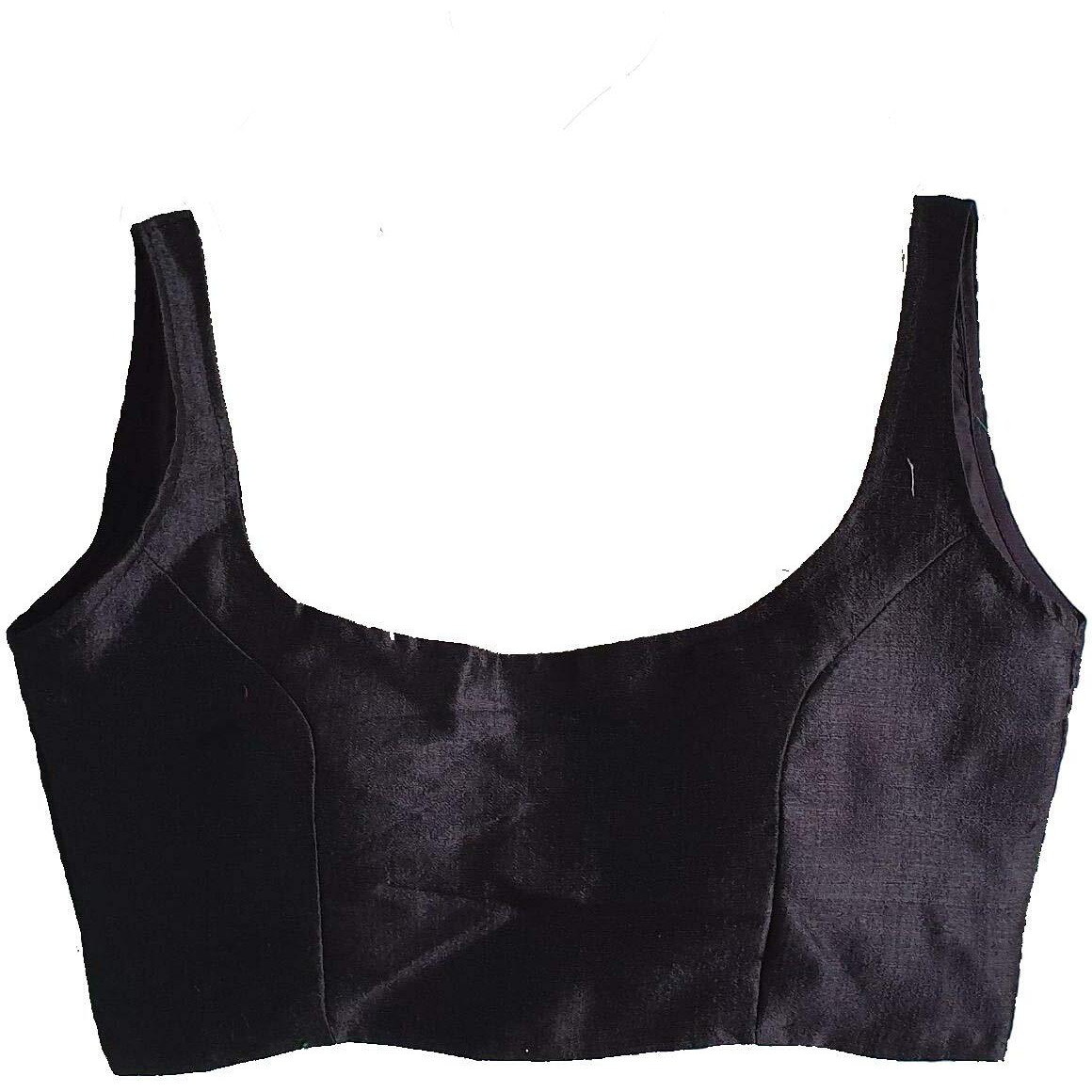 Pujia Mills Women's Phantom Silk Sleeveless Saree Blouse (Bollywood_Black_38 Size+Margin)