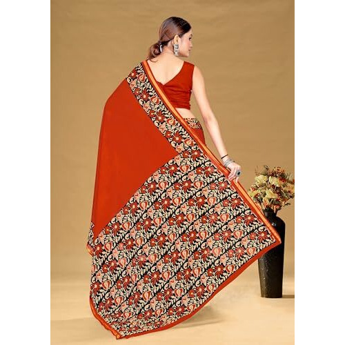 Shiv Textiles Womens Red Cotton Printed Saree For Women (Smc-St-146-Red)