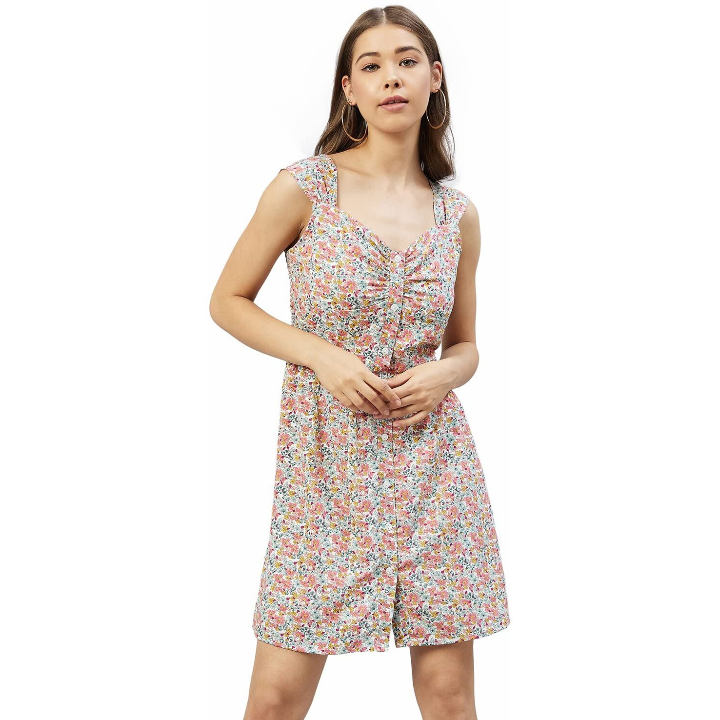 Rare Women's Crepe A-Line Above The Knee Dress (Ep6233_Multi_Medium)