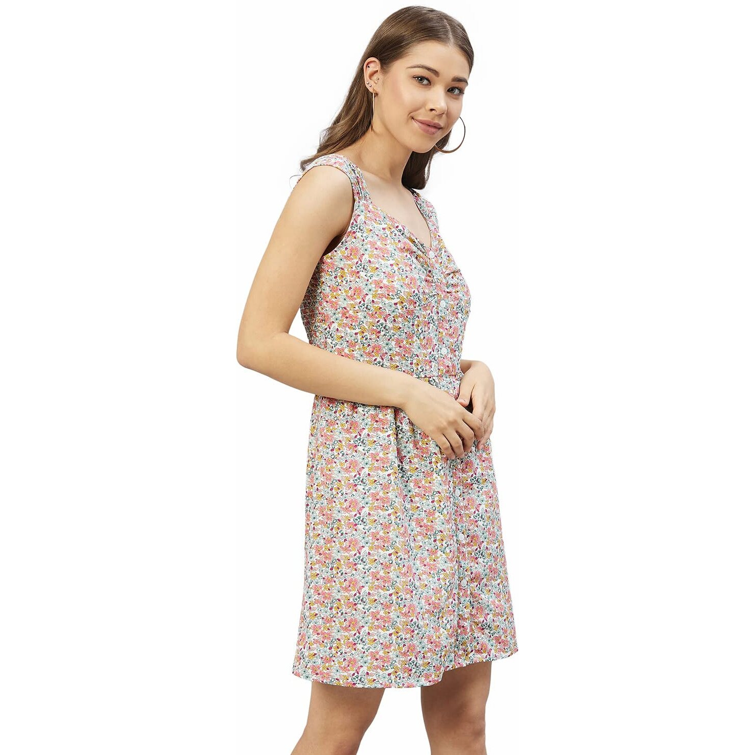 Rare Women's Crepe A-Line Above The Knee Dress (Ep6233_Multi_Medium)