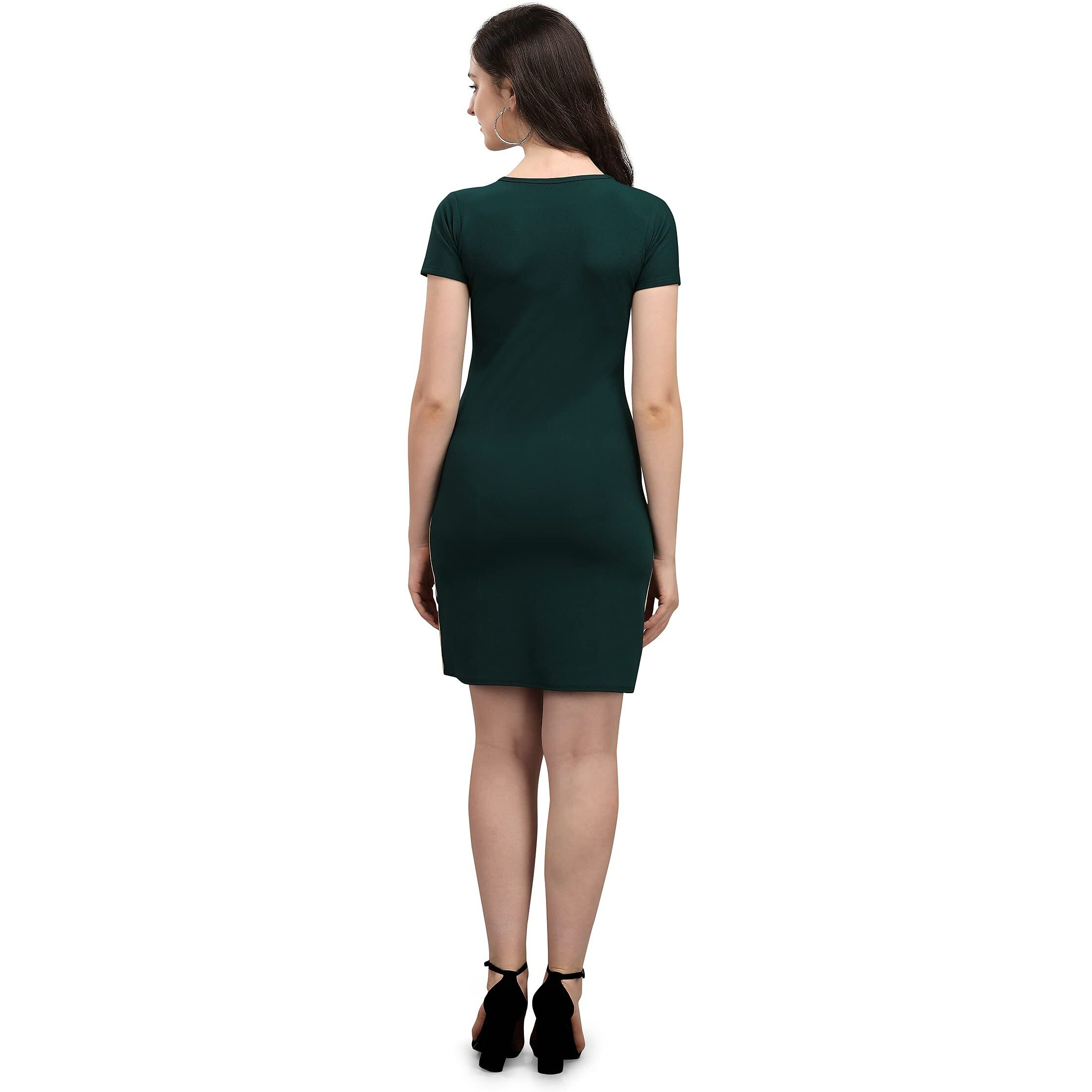 Purvaja Womens Bodycon Knee Length Dress(Lucy-119-Lo-Gn_Green_Large)