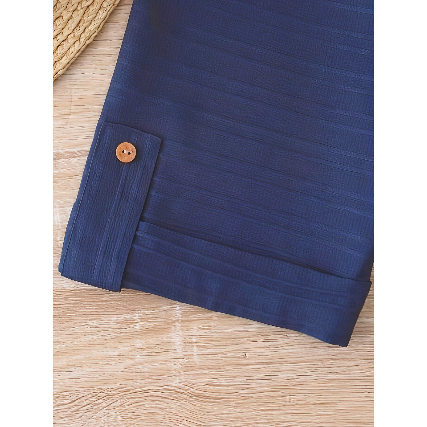 Shasmi Women's Navy Blue Solid Color Woven Long Sleeve Shirt Dress With Button Cuff, Business Casual (Dress 160 N Blue-Xl)