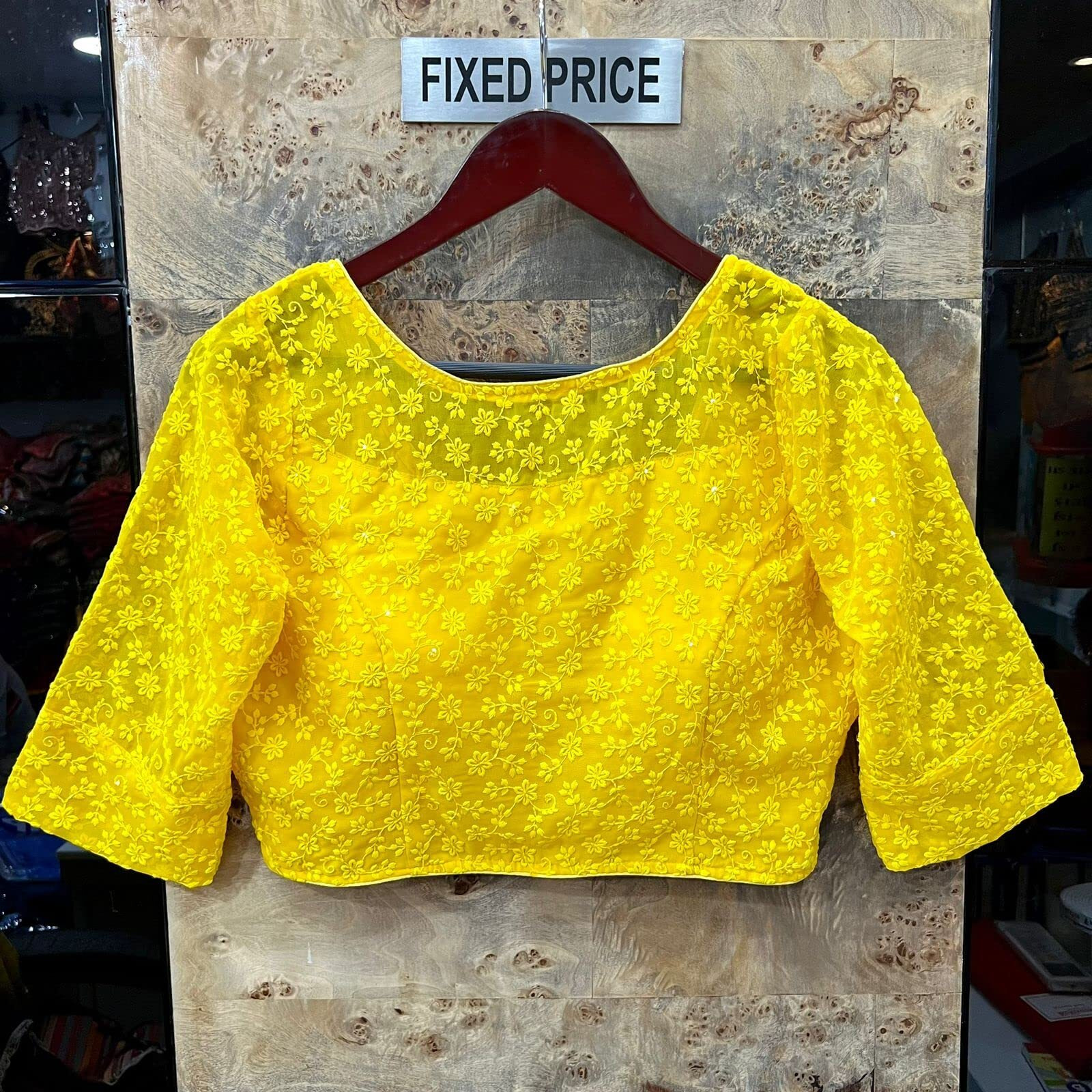 Vihu Fashion Womens Readymade Fancy Sifli Work Half Sleeve Saree Blouse.(Sifli Flower Yellow_38)