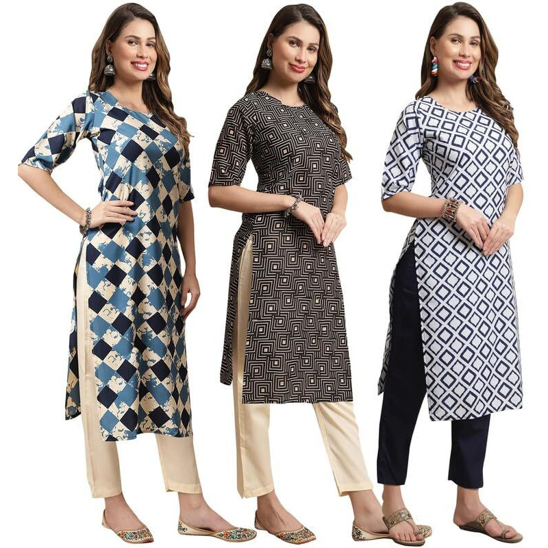 Pinkmint Straight Kurta & Pant For Women Ethnic Kurta Set For Women (Pack Of 3)