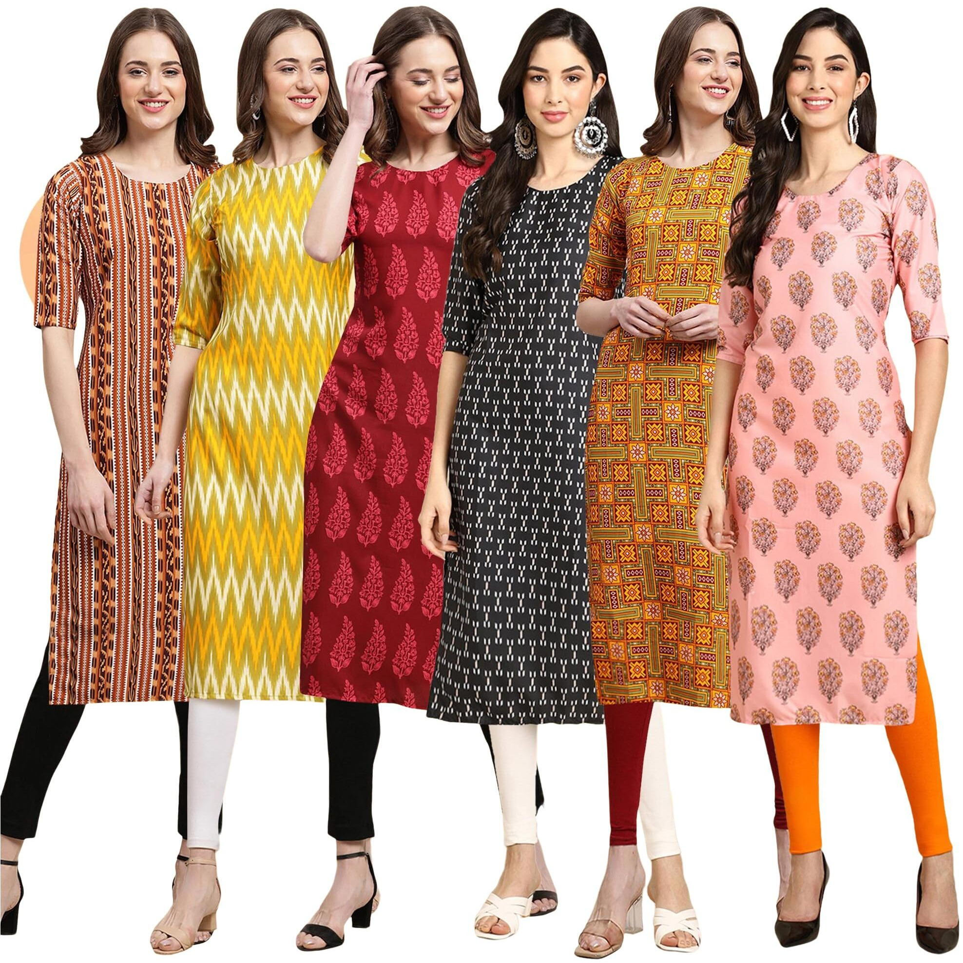 Pinkmint Women's Crepe Solid Regular Kurti (Ks01_Multicolor2