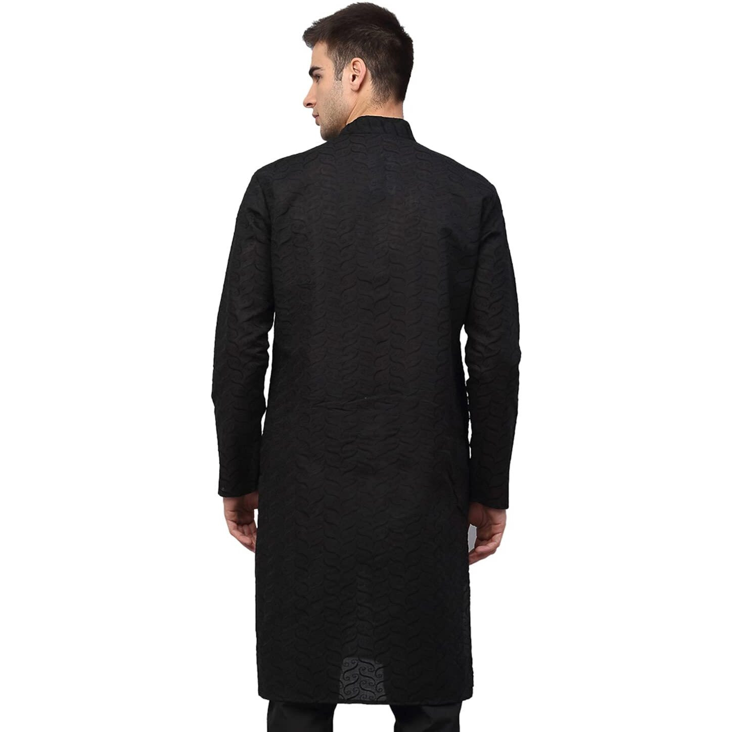 Jompers Men's Chicken Cotton Kurta (Black, M)