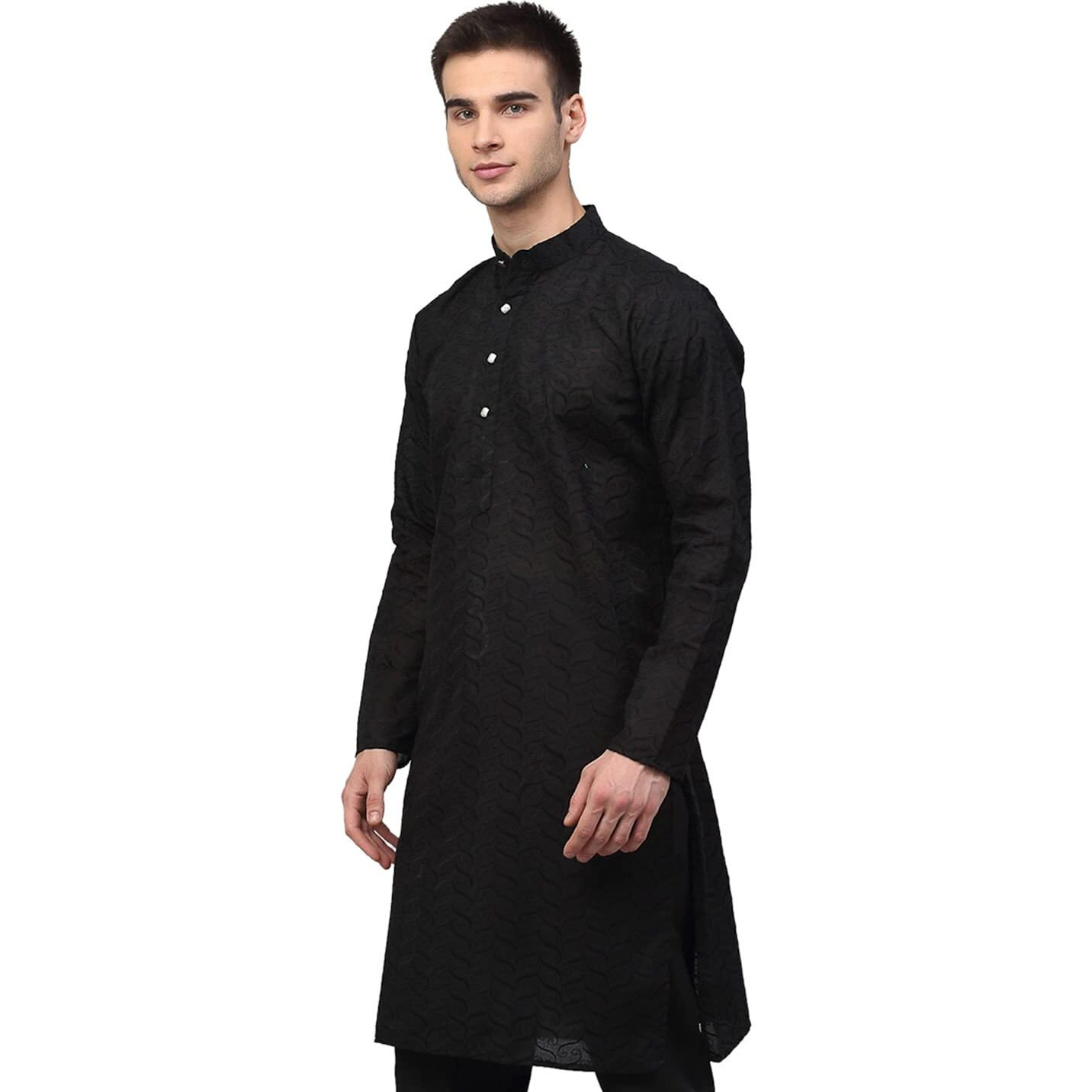 Jompers Men's Chicken Cotton Kurta (Black, M)