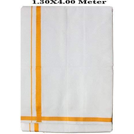 Prakasam Cotton Mens (Galaxy Hb) Double (1.30 X 4.00 Meter) Dhoti With Orange Border