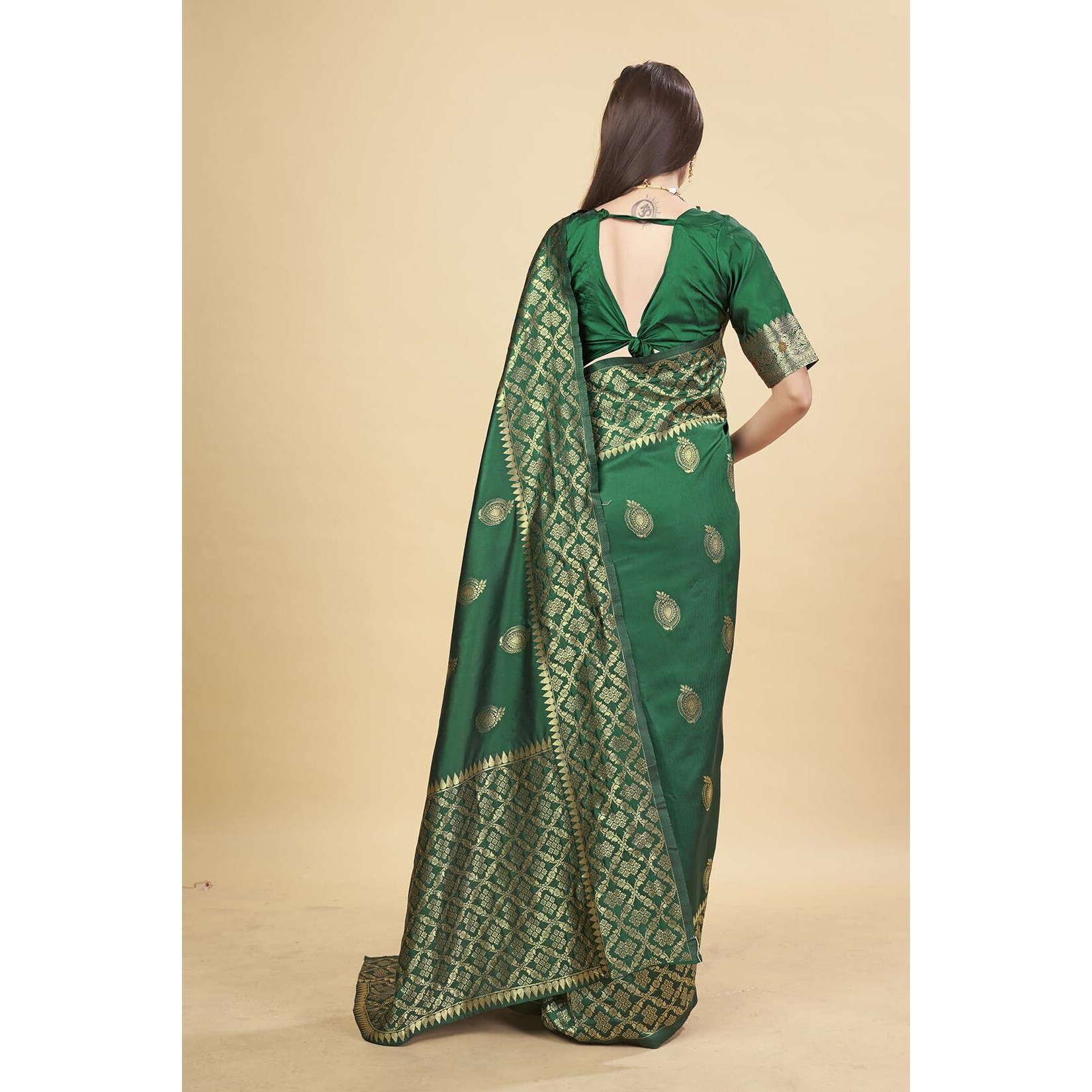 Shasmi Women's Banarasi Saree Pure Kanjivaram Silk Saree Soft New Ladies 2025 Design Wear Pattu Sarees Latest Party Sari Collections With Blouse Piece For Wedding Sadi (Pari-193 Dark Green)