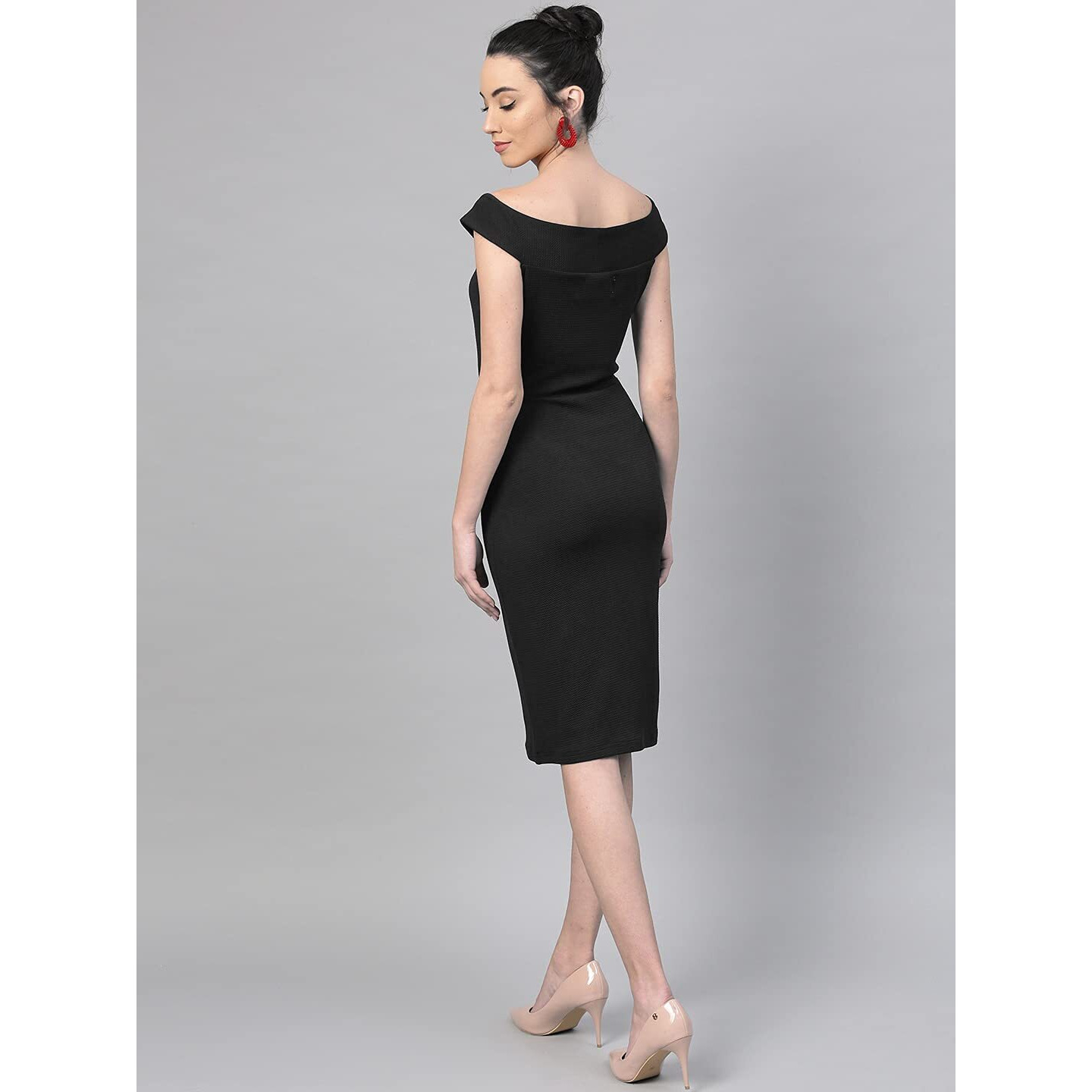 Shasmi Women's Comfortable Black Sweetheart Neck Sleeveless Solid Midi Bodycon Casual Western Stylish Dress For Womens/Midi Dress For Girls (Shree Midi 16 Black Xl)