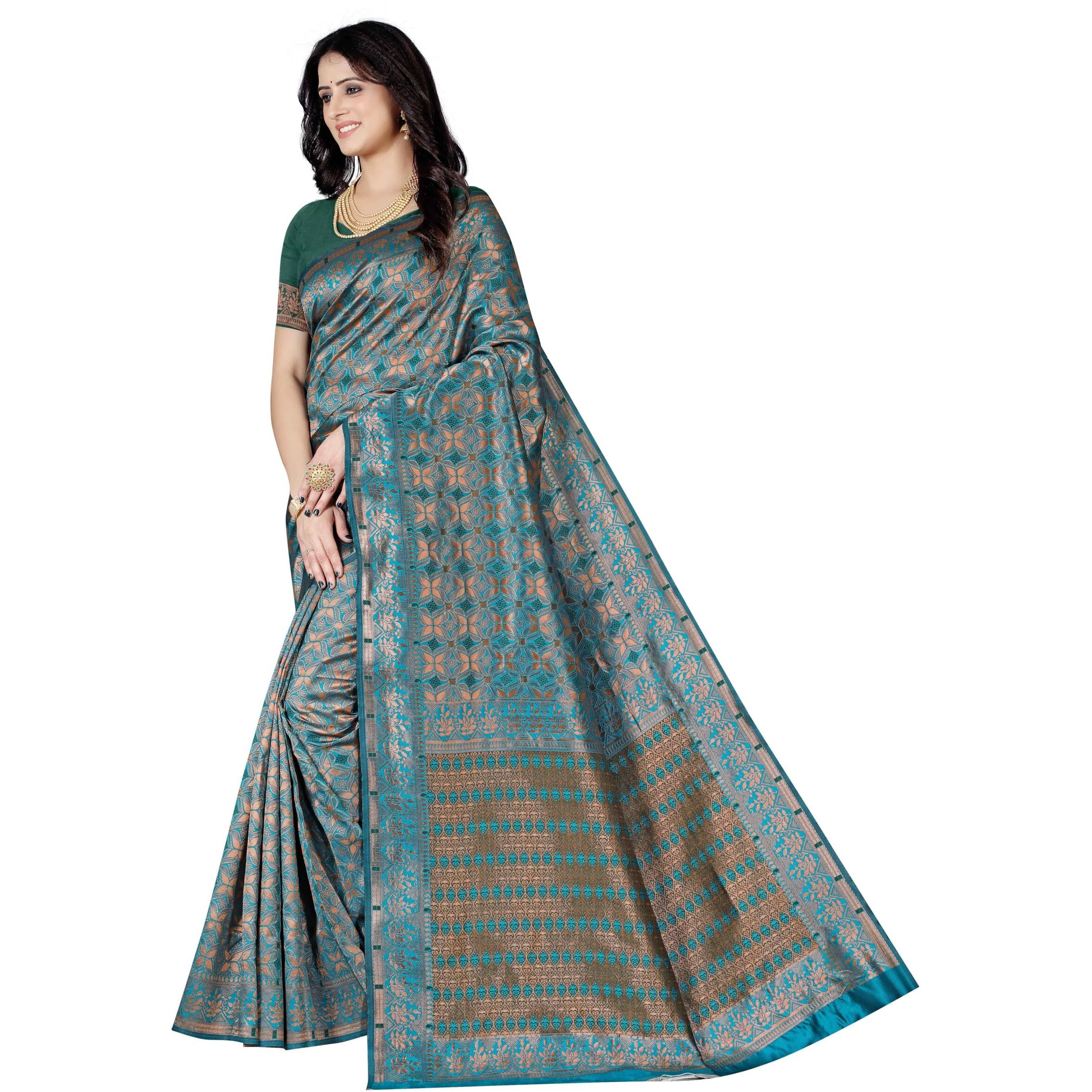 Sugathari Women's Banarasi Saree Pure Kanjivaram Silk Soft New Ladies 2024 Design Wear Pattu Sarees Latest Cotton Party Sari Collections With Blouse Piece For Wedding Sadi (Pari-183-Rama)