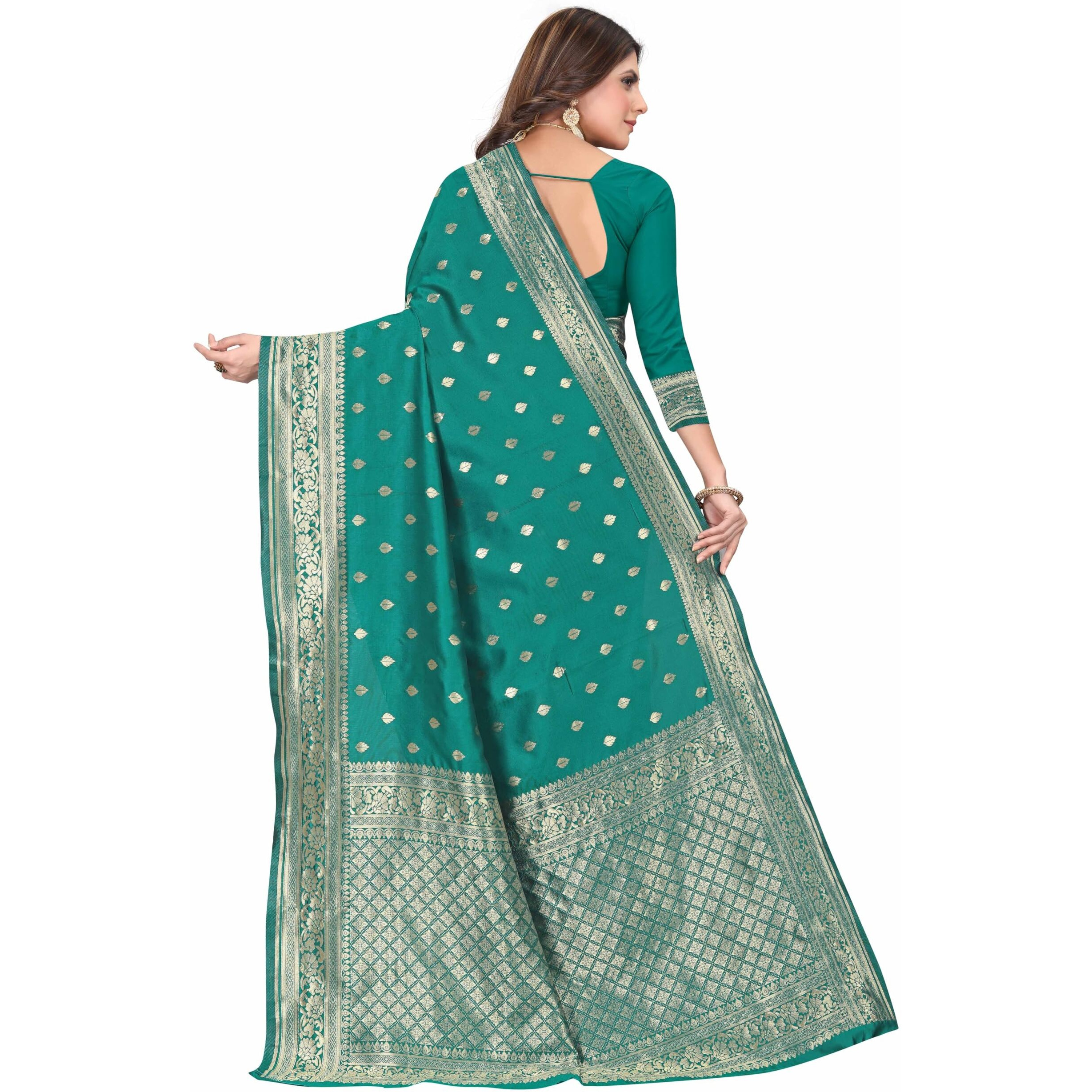 Sugathari Women's Banarasi Saree Pure Kanjivaram Silk Saree Soft New Ladies 2023 Design Wear Pattu Sarees Latest Cotton Party Sari Collections With Blouse Piece For Wedding Sadi (Sam Pari-160 Rama)