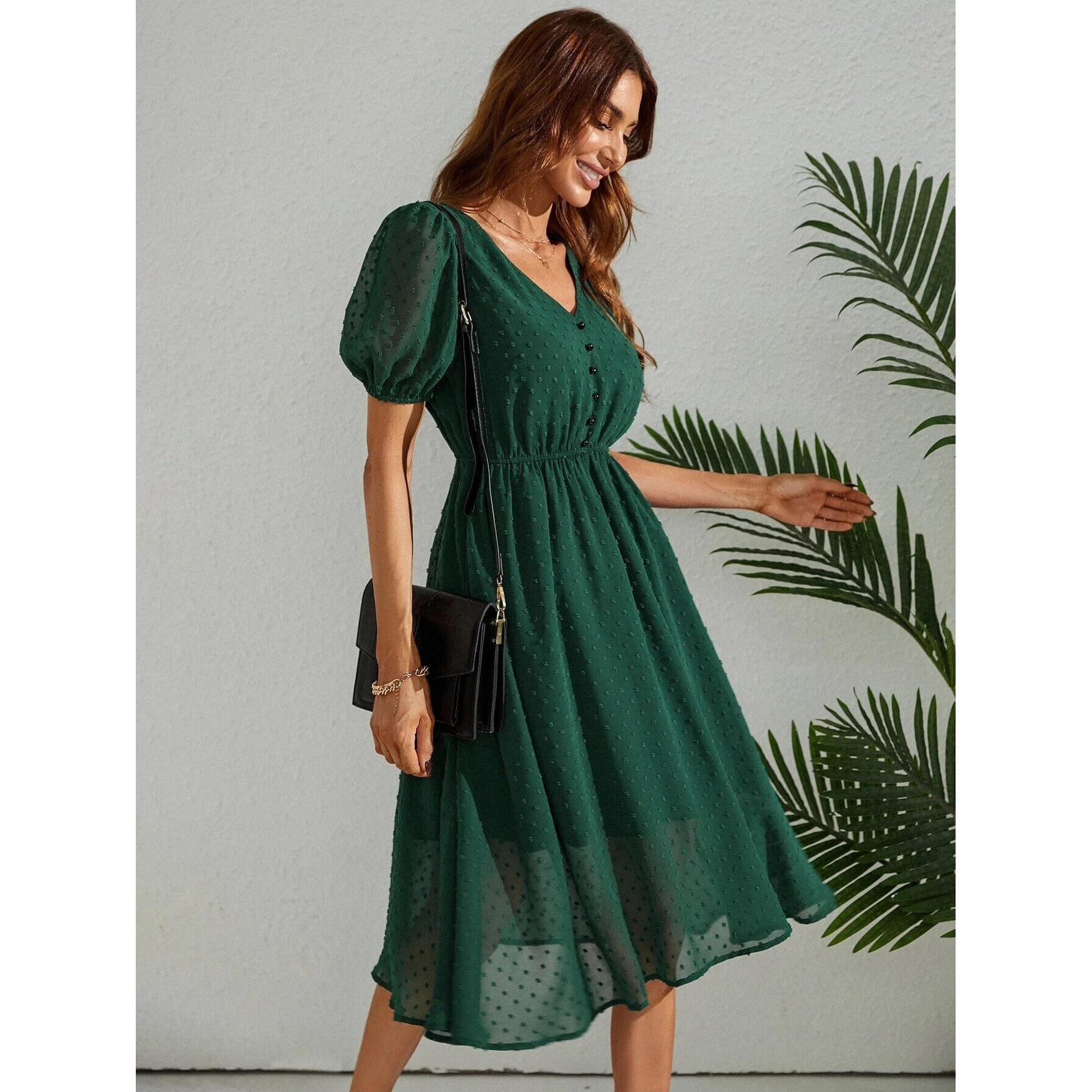 Tagas Women's Georgette A-Line Standard Standard Length Dress (Op-3210-1-Green-M_Green