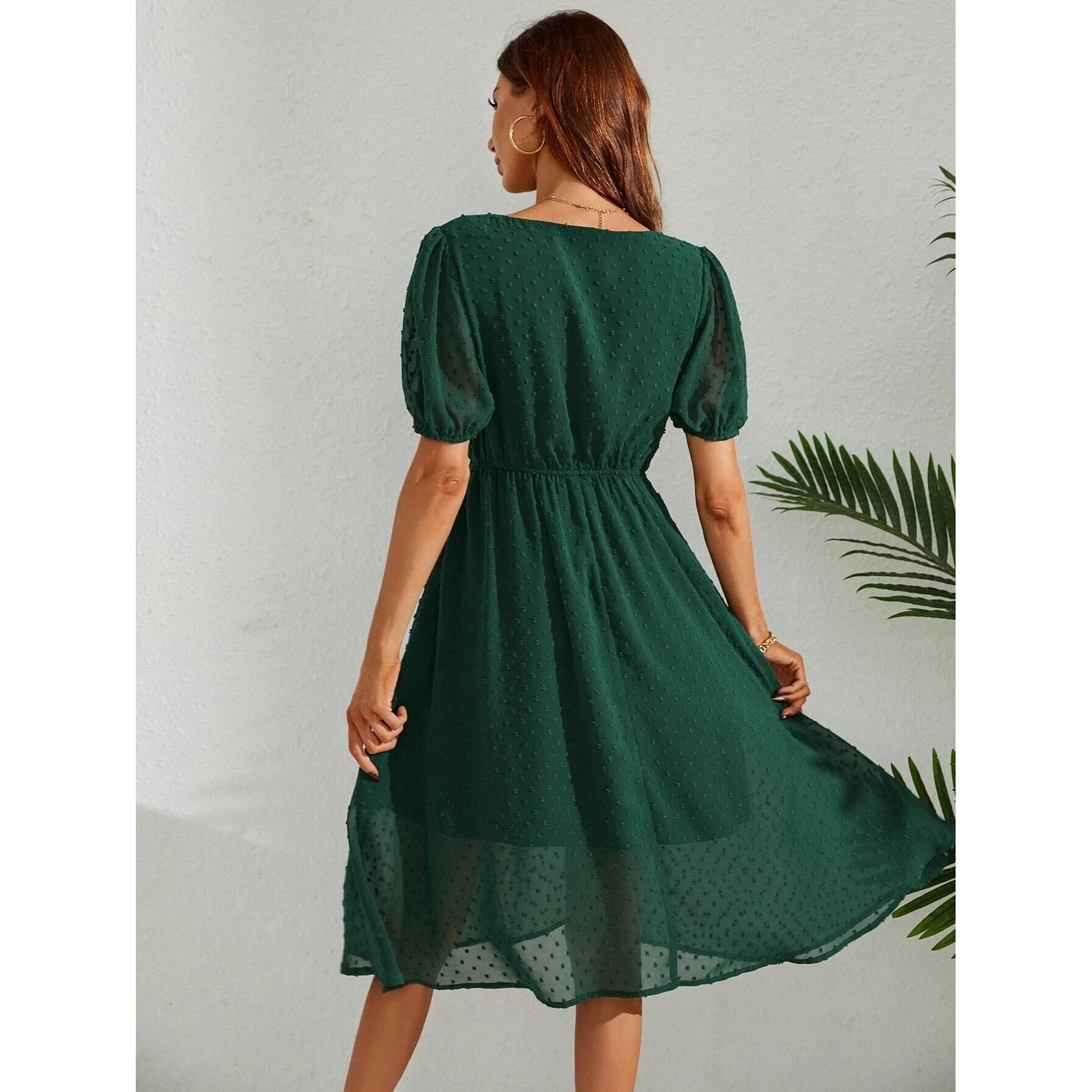 Tagas Women's Georgette A-Line Standard Standard Length Dress (Op-3210-1-Green-M_Green