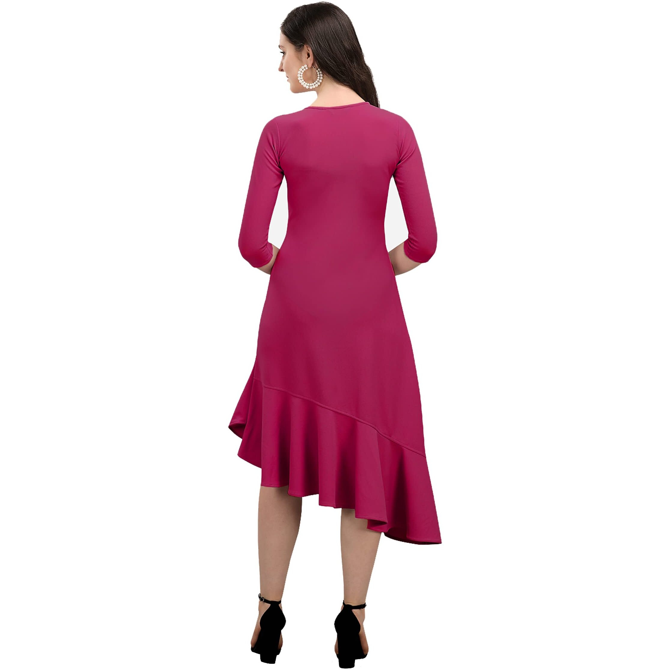Purvaja Women's Corduroy Fit And Flare Knee-Length Dress (Ruby-024-Pn-Xl_Pink