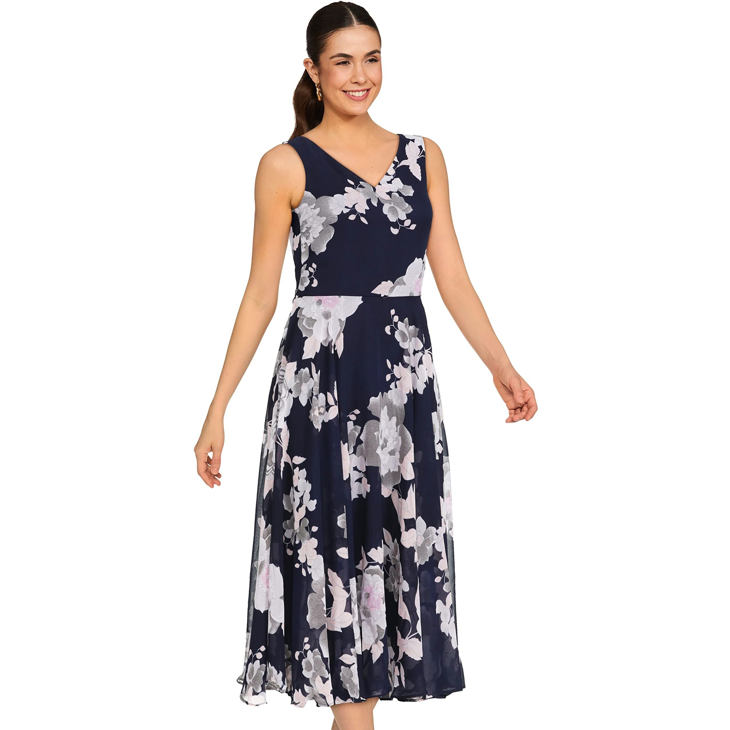Rare Women's Synthetic A-Line Maxi Dress (Ep3149A-L_Blue_L)