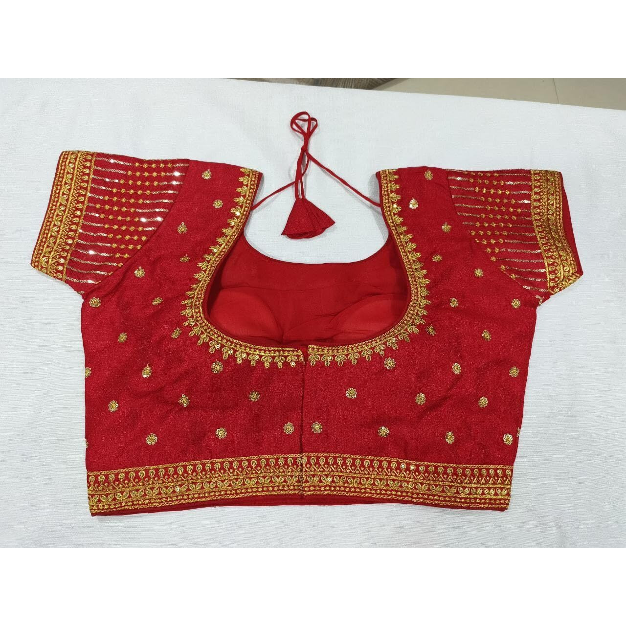 Vihu Fashion Women's Red Readymade Blouse Embroidery Multi Coding Gold Thread Indian Ethnic Designer Blouse Stitched Women's Readymade Short Sleeve Saree Blouse For Women For Saree Lehenga Choli