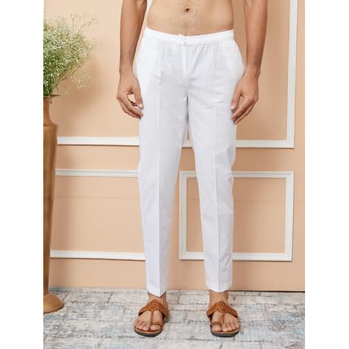 See Designs Men's Long Sleeve Mandarin Collar Side Slit White Embroidered Chikankari Pure Cotton Straight Kurta With Pyjama - Sdkt256001Xs