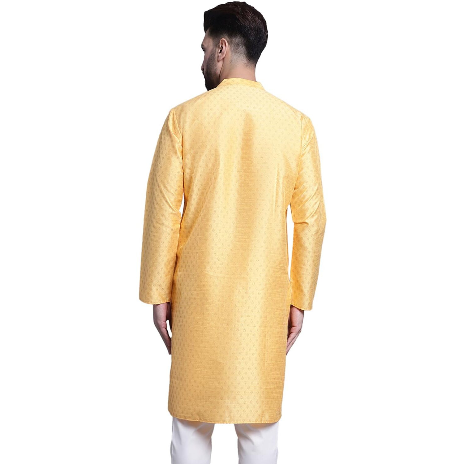 Sojanya (Since 1958 Men's Silk Blend Mustard Printed Only Long Kurta