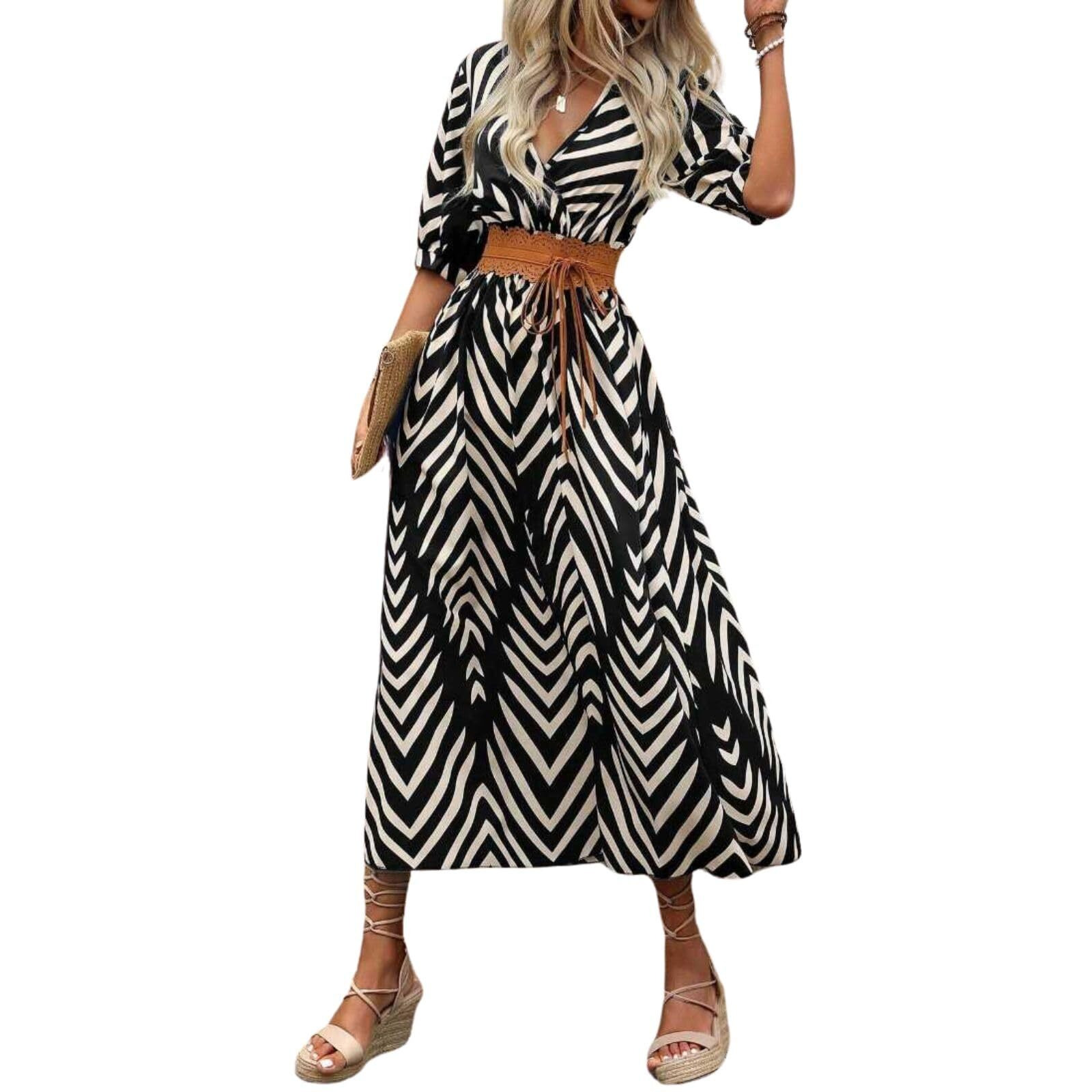 Greciilooks Women's Rayon Casual Dress Bohemian Ankle Length Dress (Gl-Wd1235_Black_M)