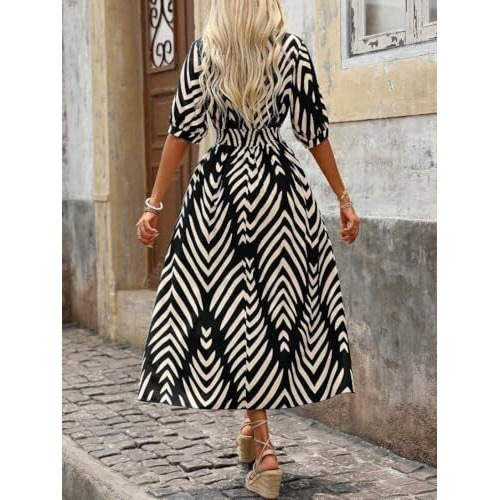 Greciilooks Women's Rayon Casual Dress Bohemian Ankle Length Dress (Gl-Wd1235_Black_M)