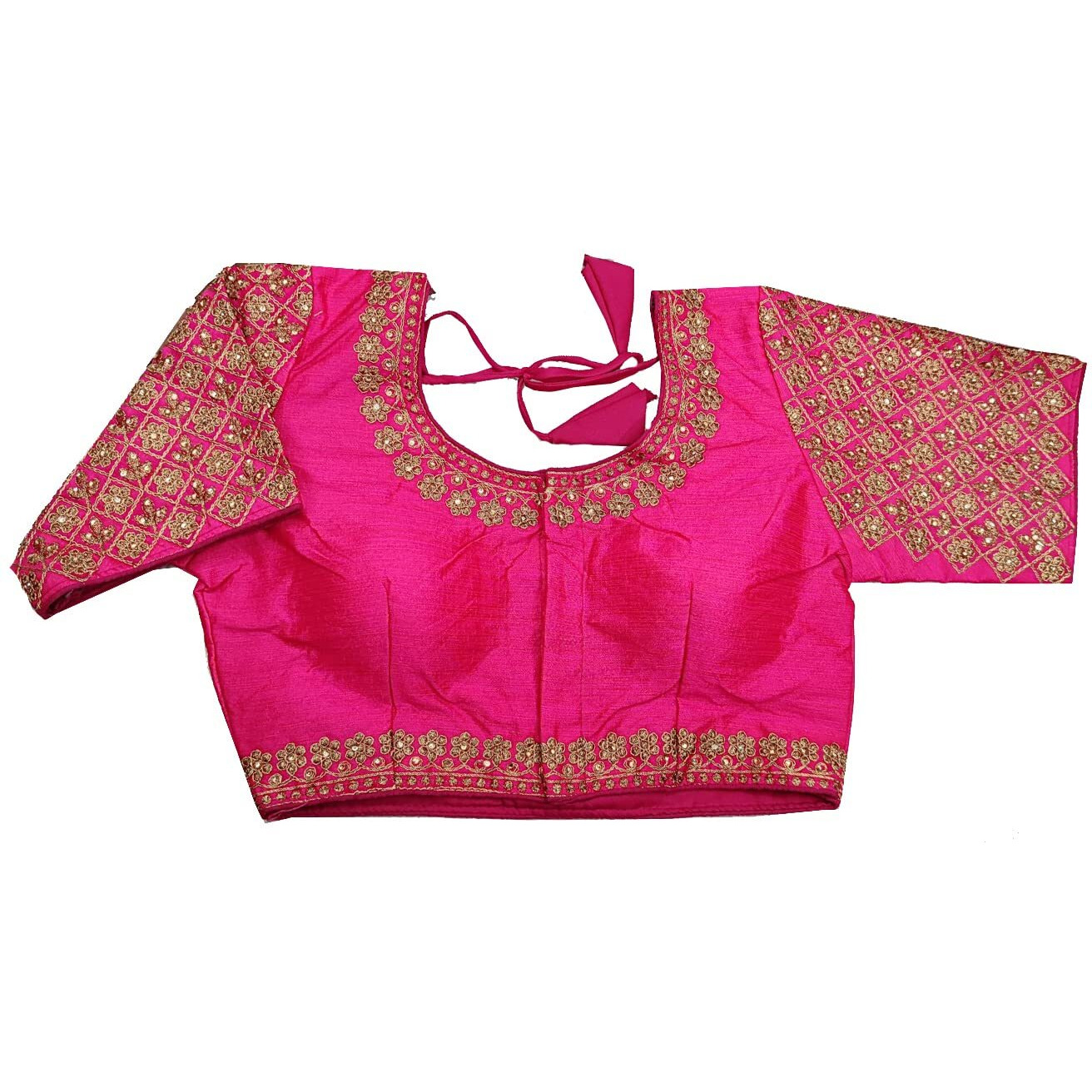 Vihu Fashion Women's Heavy Embroidery Handwork Half Sleeves Readymade Blouse