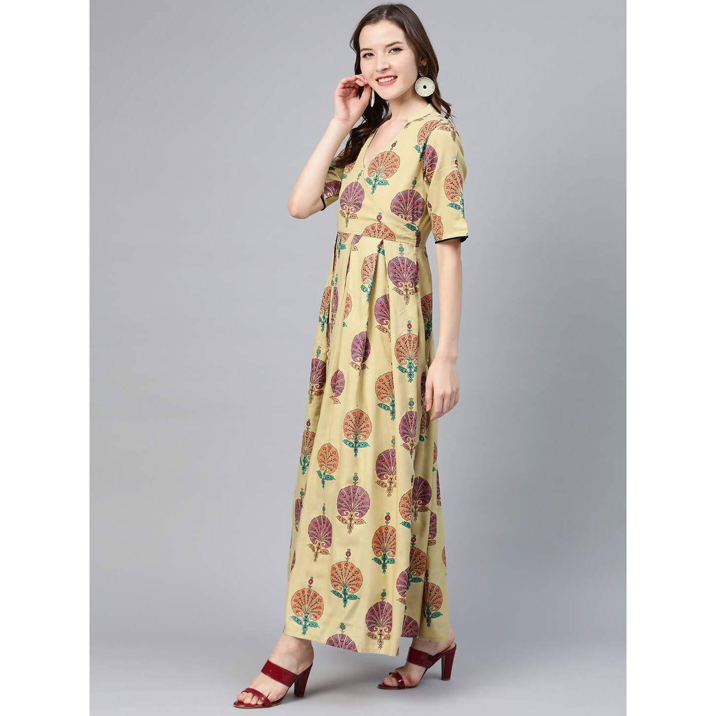 Idalia Camel Multicolour Boota Dress