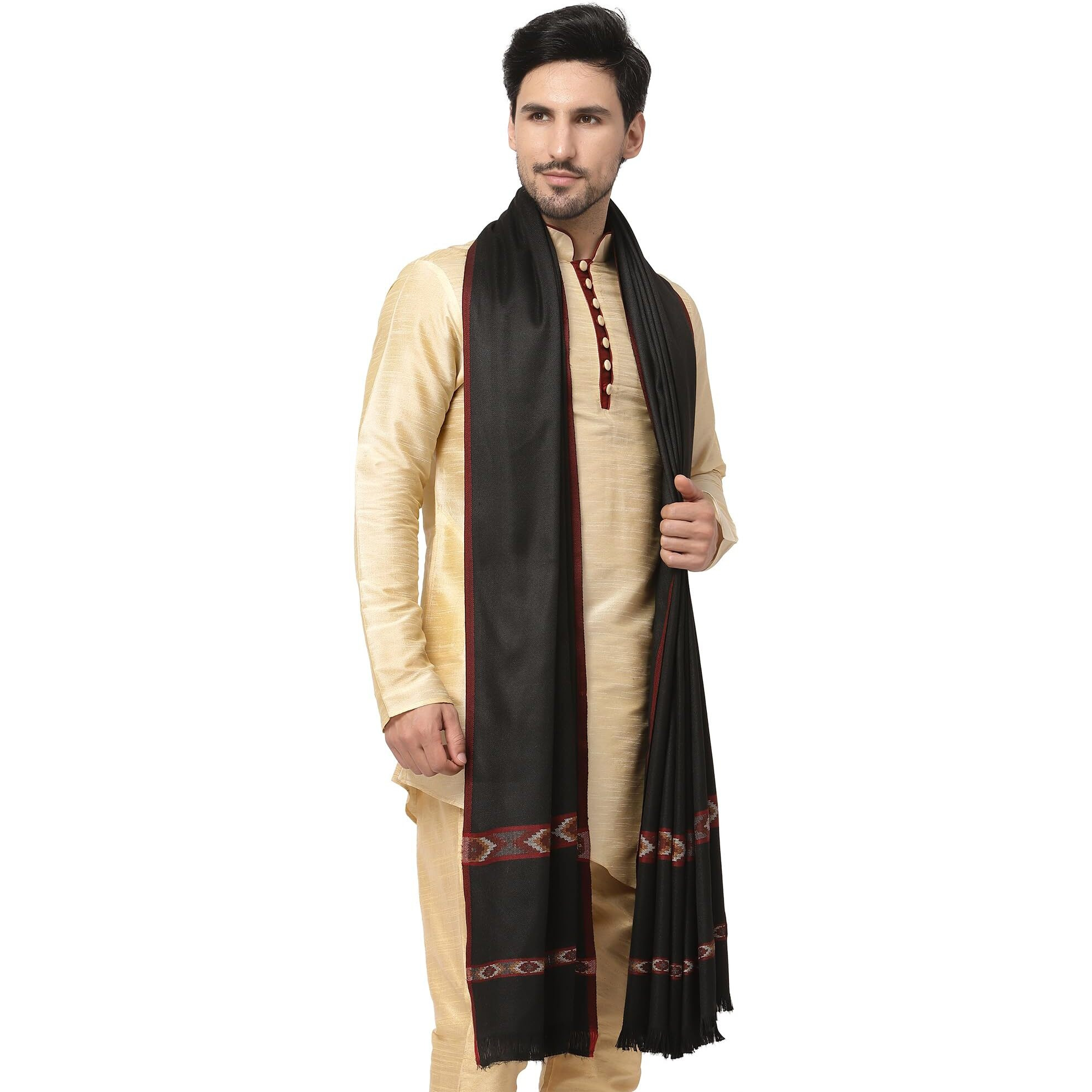 Weavers Villa Men's Woolen Lohi/Shawl (Ms-Kullu, Black), 112Cm X 225Cm