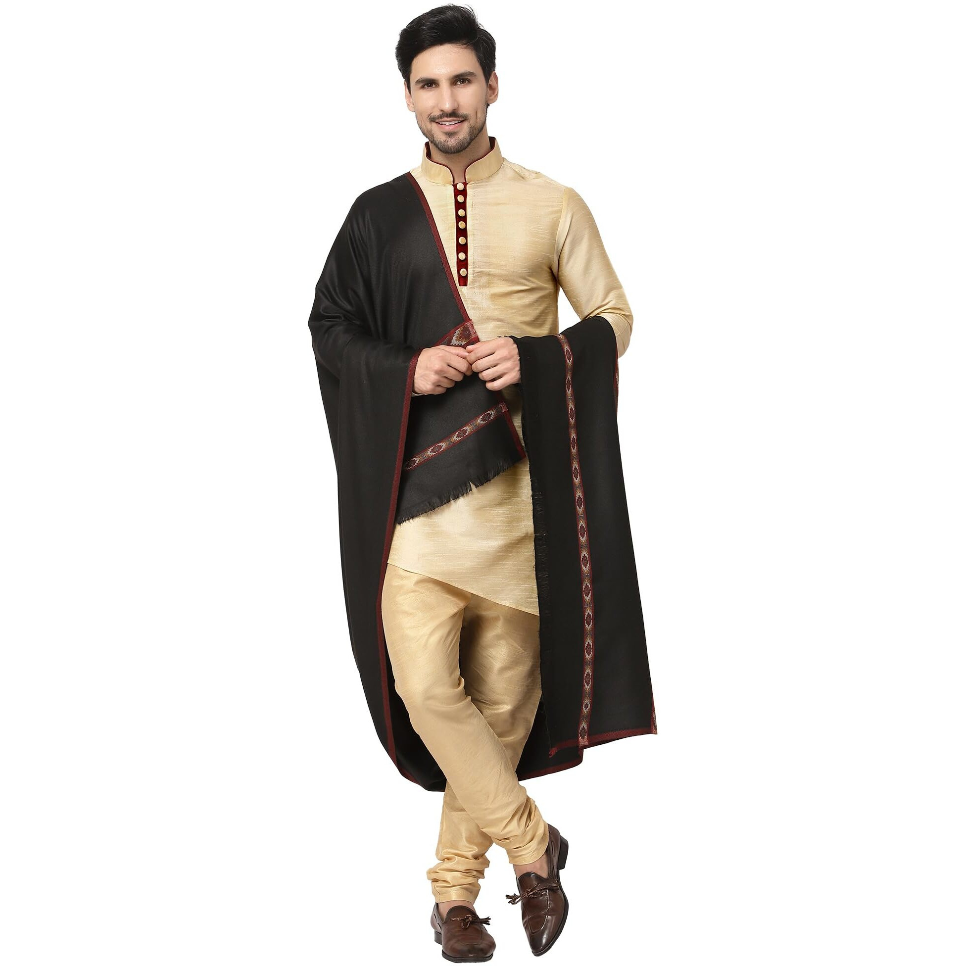 Weavers Villa Men's Woolen Lohi/Shawl (Ms-Kullu, Black), 112Cm X 225Cm