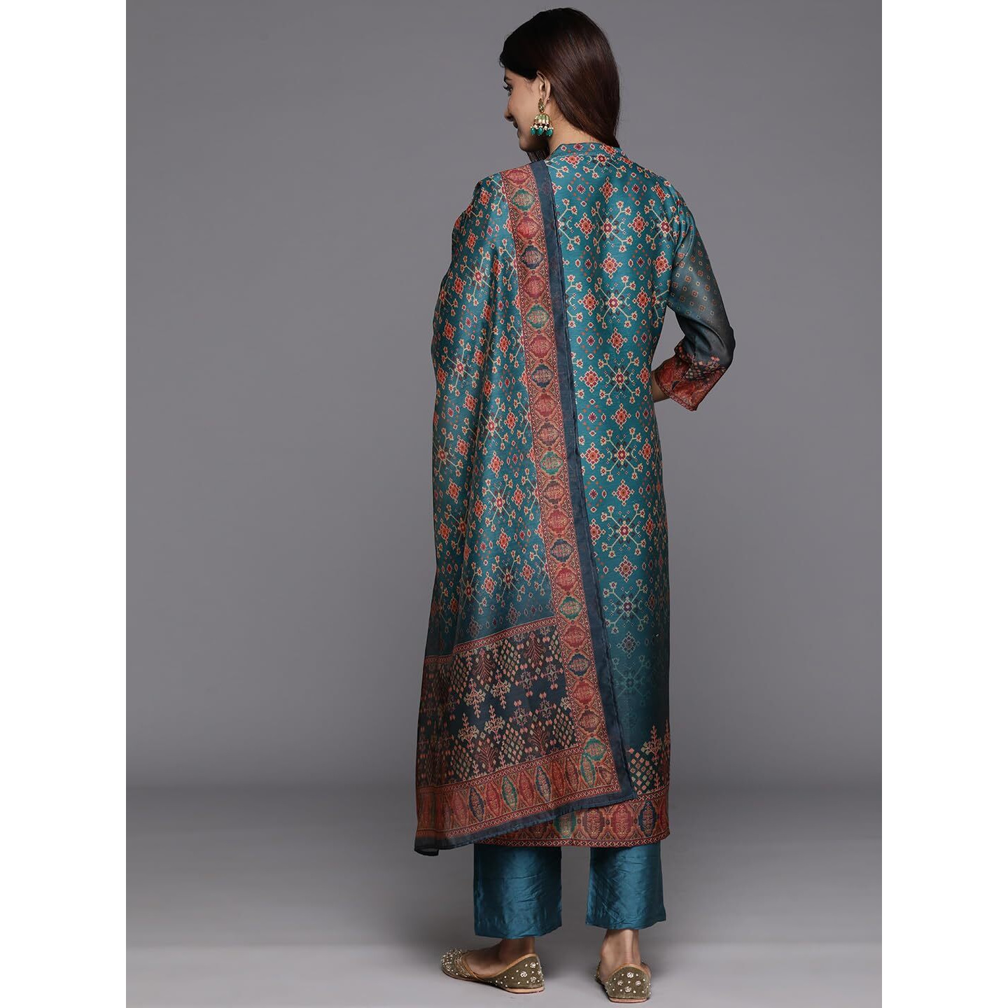 Varanga Women's Chanderi Regular Fit Casual Dress Kurta (Vskd32064_Blue