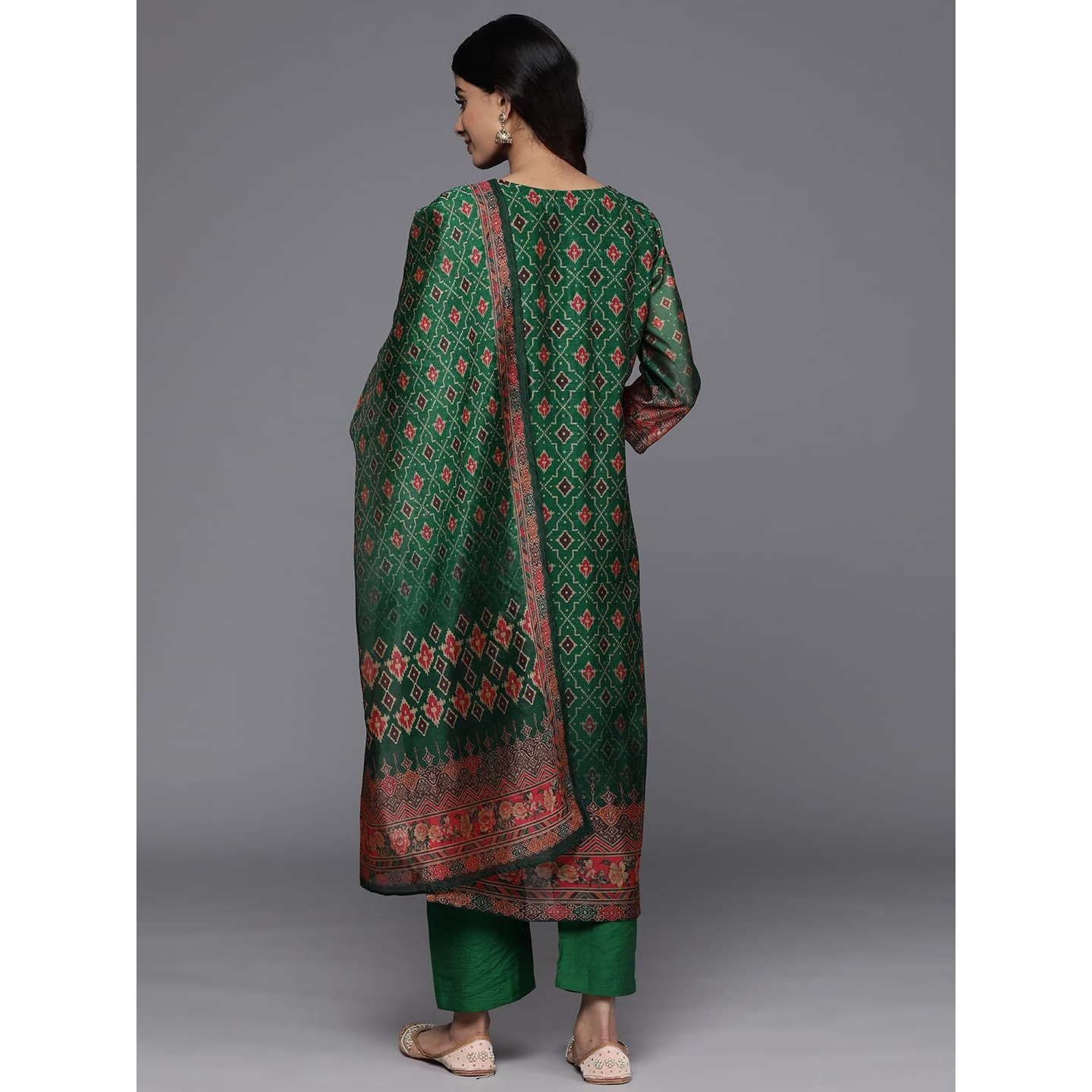 Varanga Women's Chanderi Regular Kurta Set (Nv_Vskd31238_Green