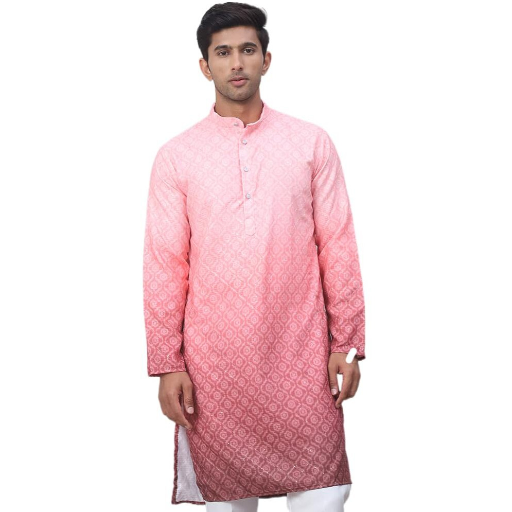 Jompers Coral Men's Ombre Pure Cotton Straight Kurta (Coral, Xxl)