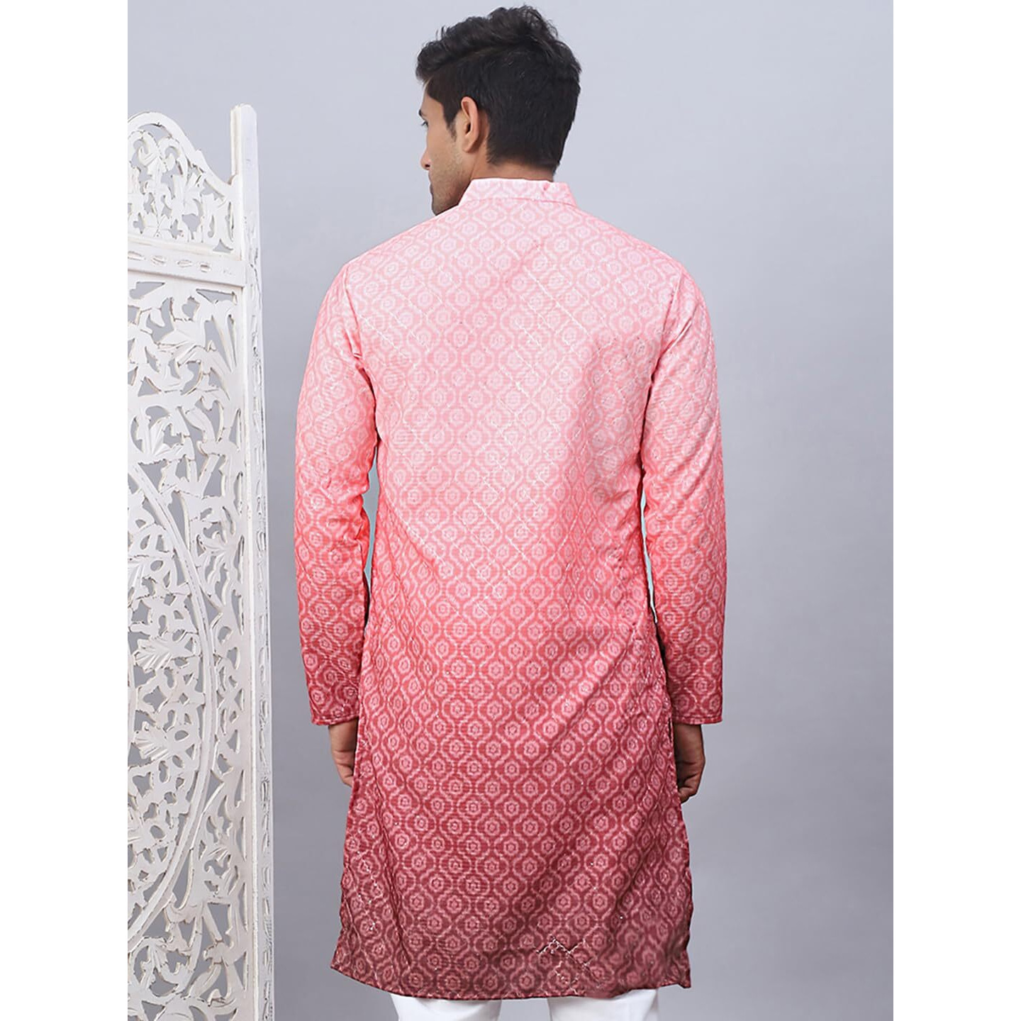 Jompers Coral Men's Ombre Pure Cotton Straight Kurta (Coral, Xxl)