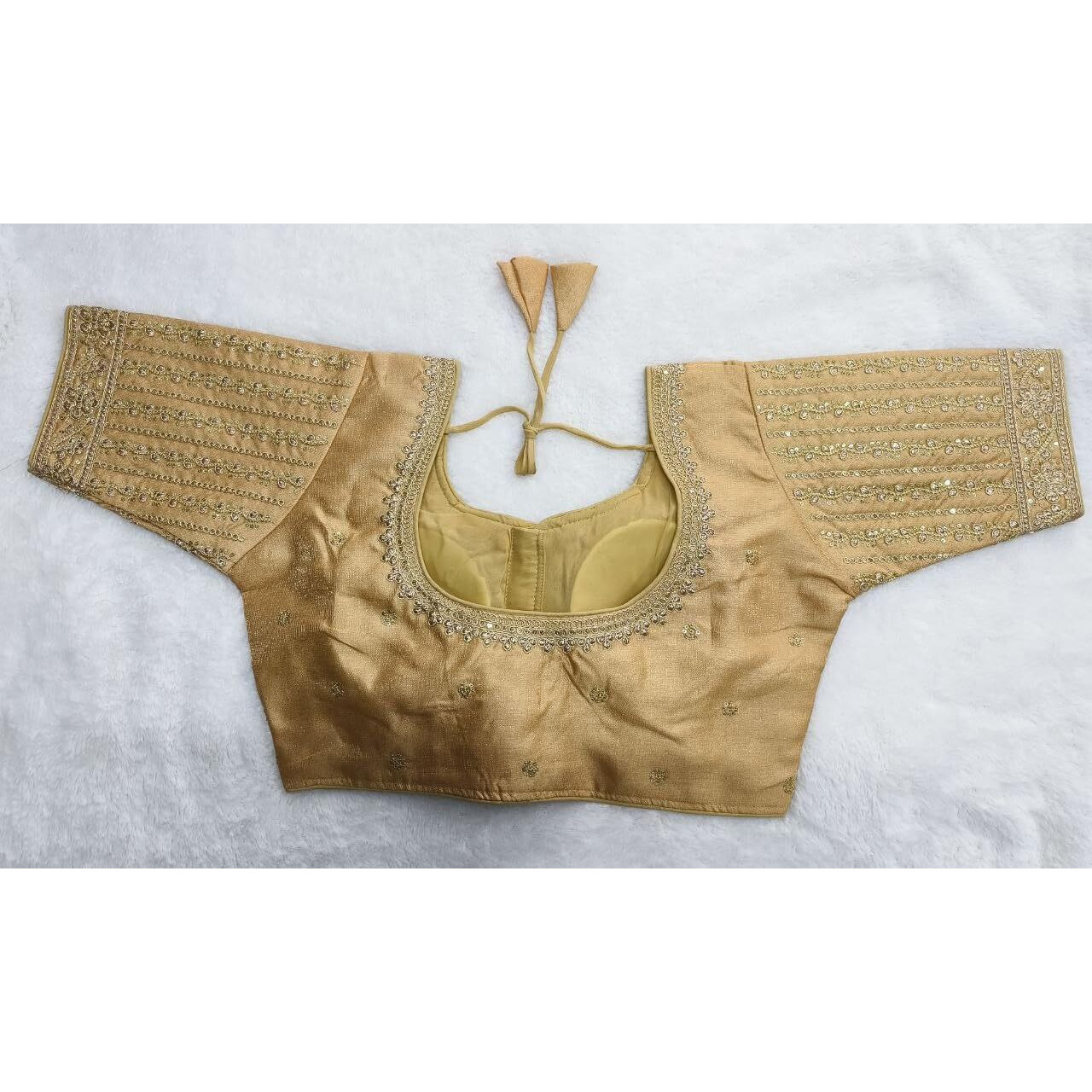 Vihu Fashion Women's Readymade Blouse Embroidery Multi Coding Gold Thread Indian Ethnic Designer Stitched Readymade Saree Half Sleeve Gold Blouse For Women For Saree Lehenga Choli