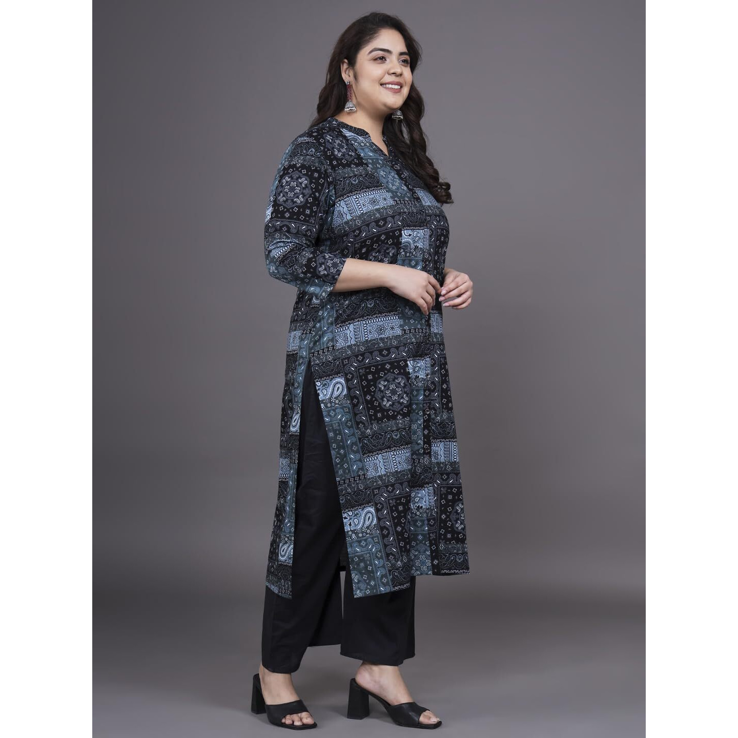 Tissu Women's Plus Size Abstract Printed Pure Cotton Kurta & Palazzo (T_692_Multi_5Xl)